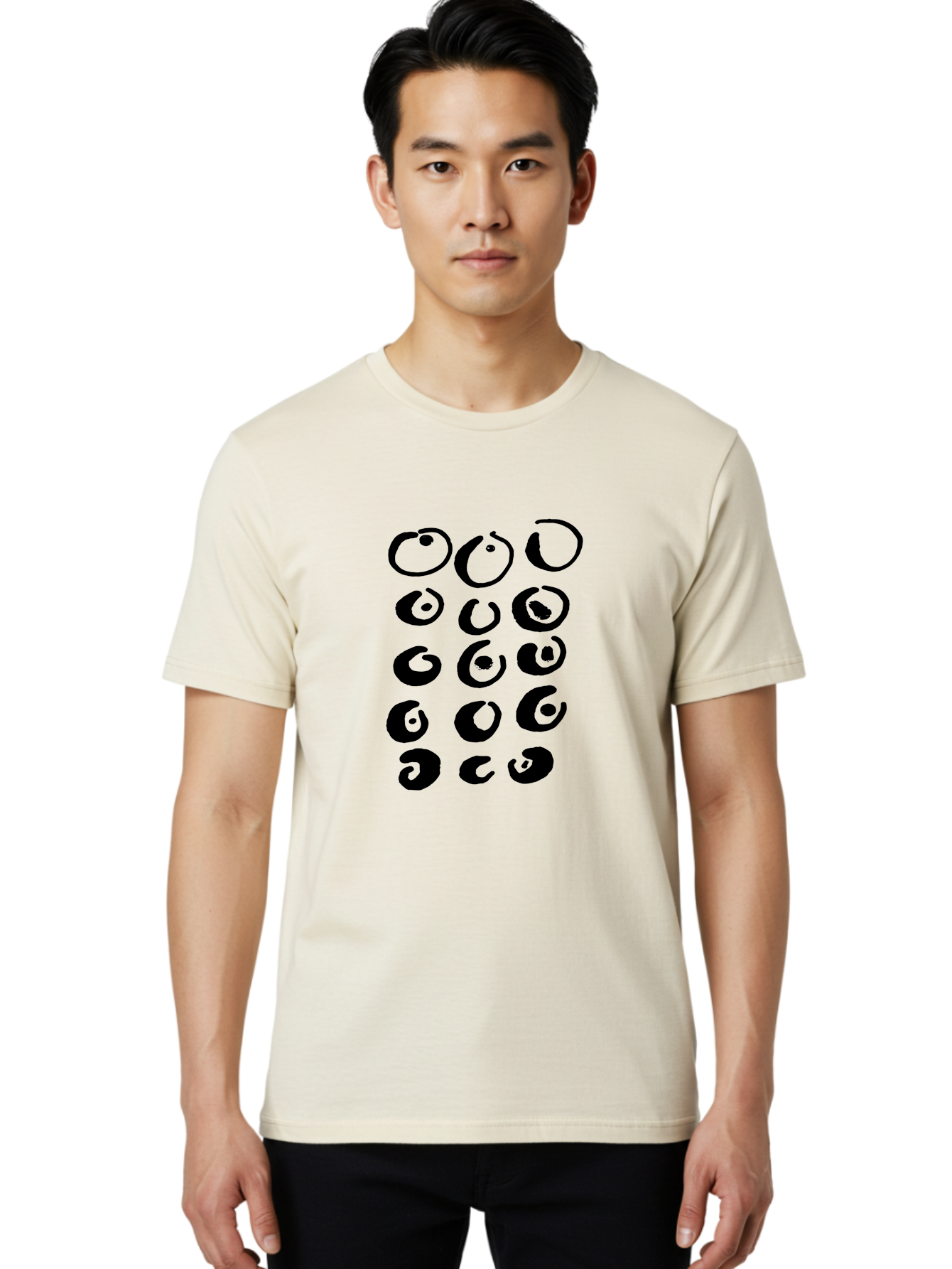 Yin-Yang-Symbols Men'S Graphic Tee, 100% Cotton, Comfortable Casual Summer Wear, Machine Washable, Black Comma Symbols, Punctuation Marks, Typography, Unique Designs, Creative Elements, Abstract Shapes, Visual Interest, -  Aaa510 14
