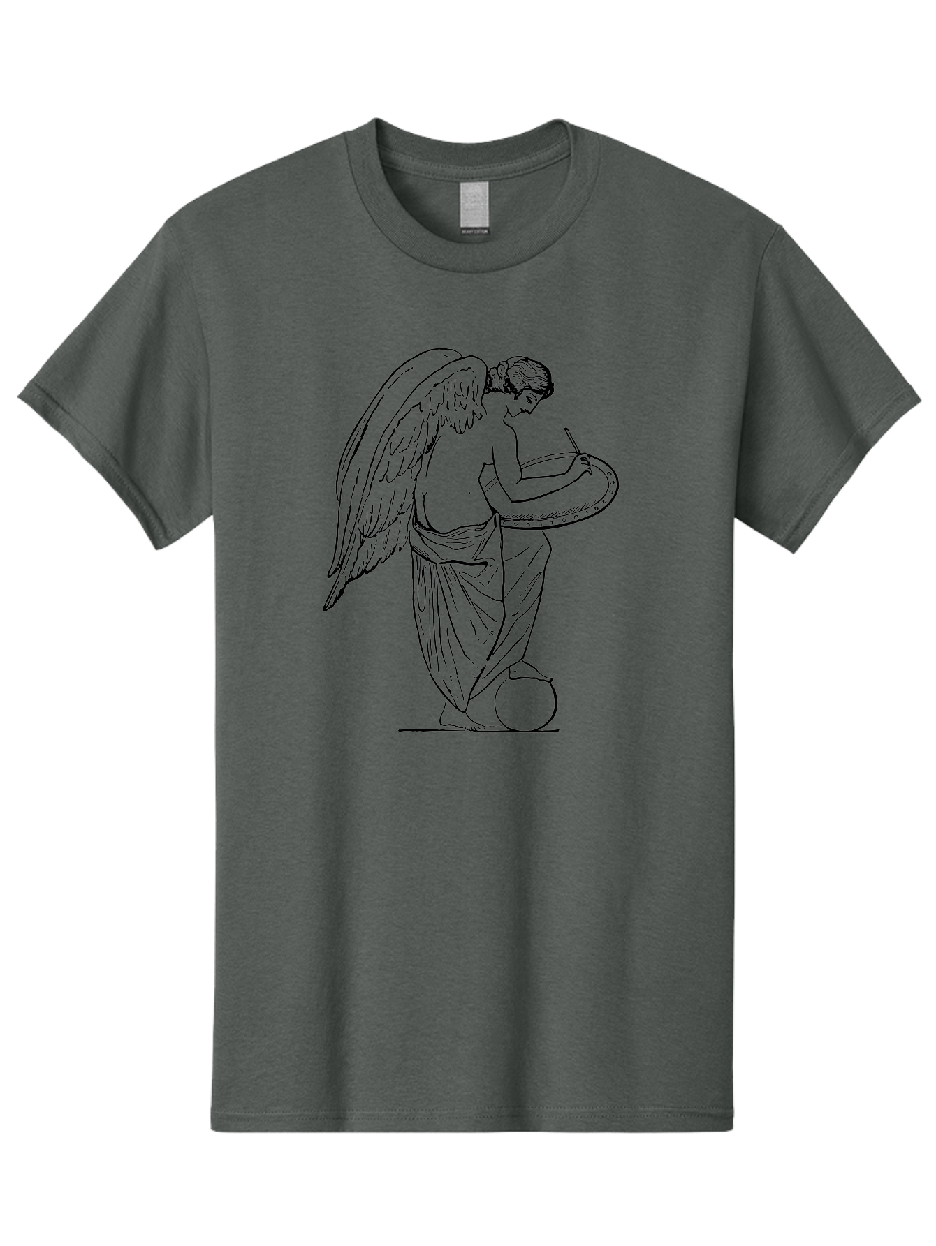 Angel-Playing-Tambourine Men'S Graphic Tee, 100% Cotton, Comfortable Casual Summer Wear, Machine Washable, Angel Playing Drum, Heavenly Music, Divine Art, Classical Illustration, Ethereal Beauty, Artistic Expression, Mythical Being, -  Aaa513 11