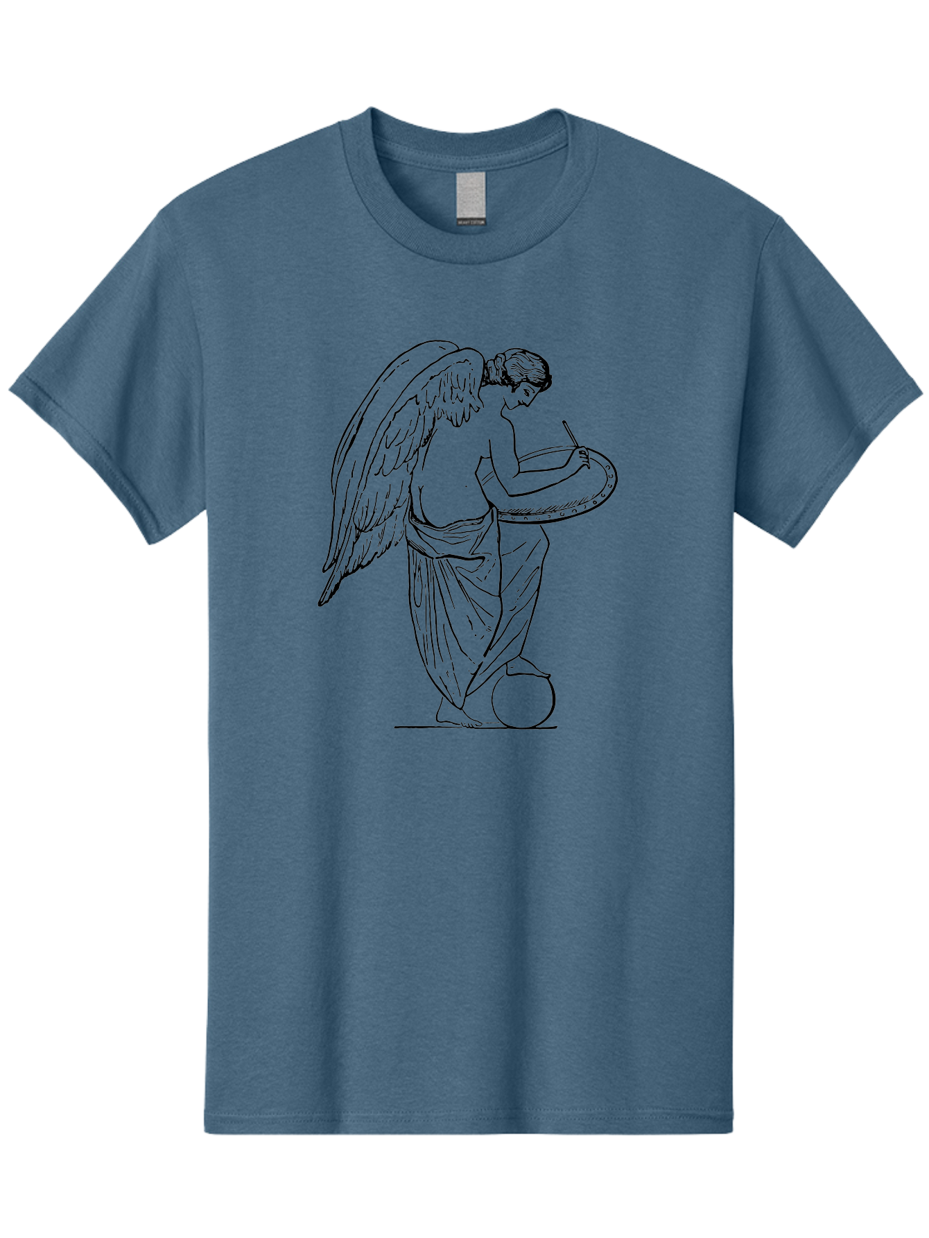 Angel-Playing-Tambourine Men'S Graphic Tee, 100% Cotton, Comfortable Casual Summer Wear, Machine Washable, Angel Playing Drum, Heavenly Music, Divine Art, Classical Illustration, Ethereal Beauty, Artistic Expression, Mythical Being, -  Aaa513 5