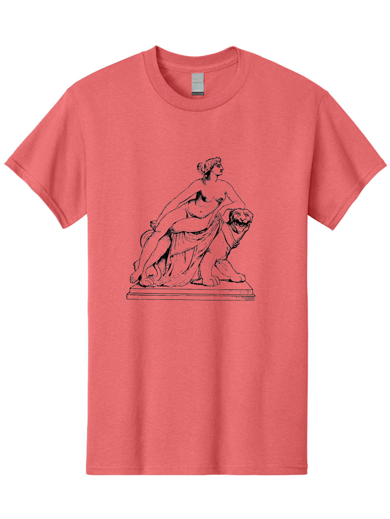 Aphrodite-Riding-Lion Men'S Graphic Tee, 100% Cotton, Comfortable Casual Summer Wear, Machine Washable, Classical Art, Greek Mythology, Female Figure, Lion Statue, Nude Woman, Goddess Aphrodite, Sensual Pose, Elegant Draping, -  Aaa514 7