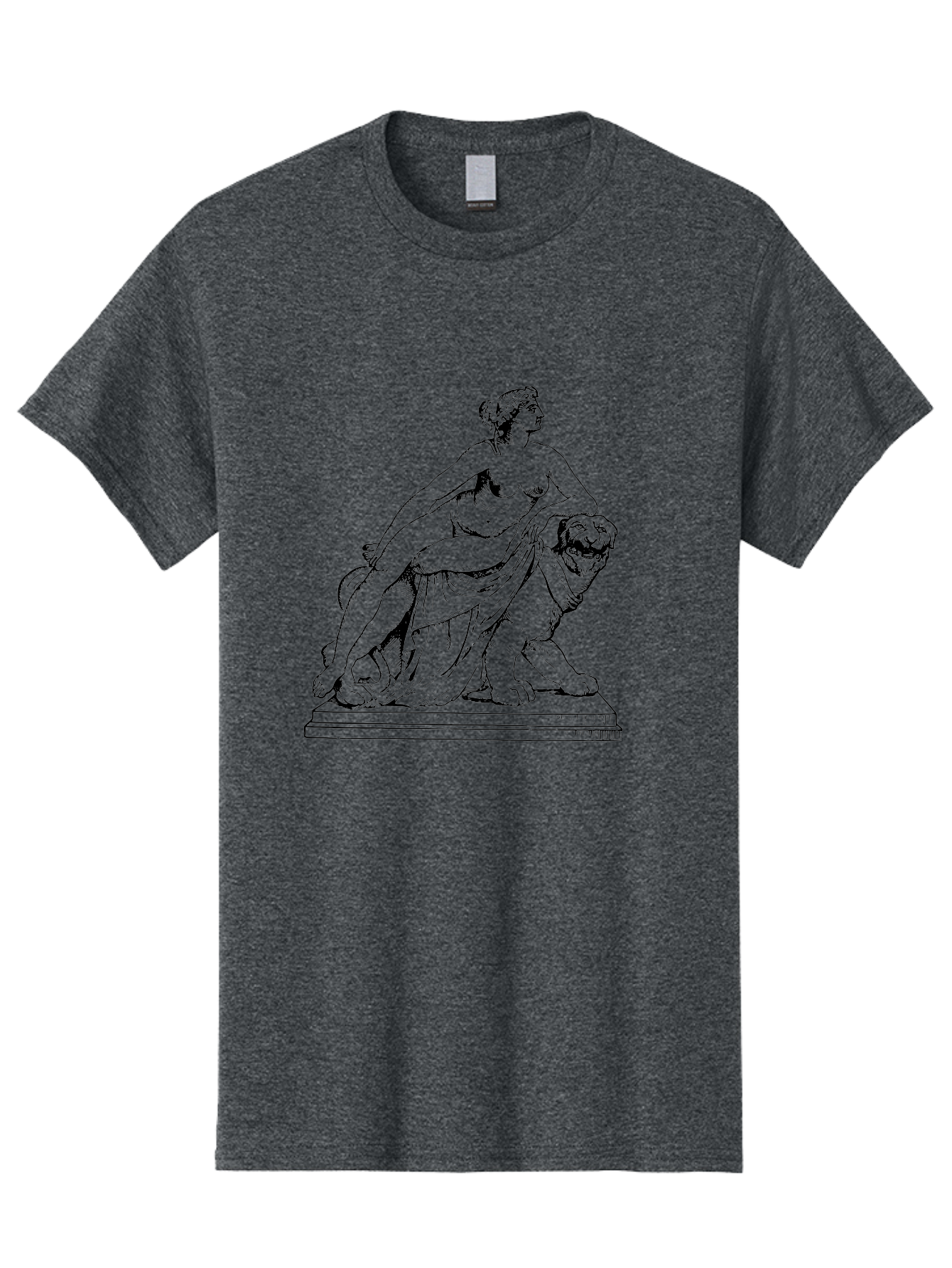 Aphrodite-Riding-Lion Men'S Graphic Tee, 100% Cotton, Comfortable Casual Summer Wear, Machine Washable, Classical Art, Greek Mythology, Female Figure, Lion Statue, Nude Woman, Goddess Aphrodite, Sensual Pose, Elegant Draping, -  Aaa514 11