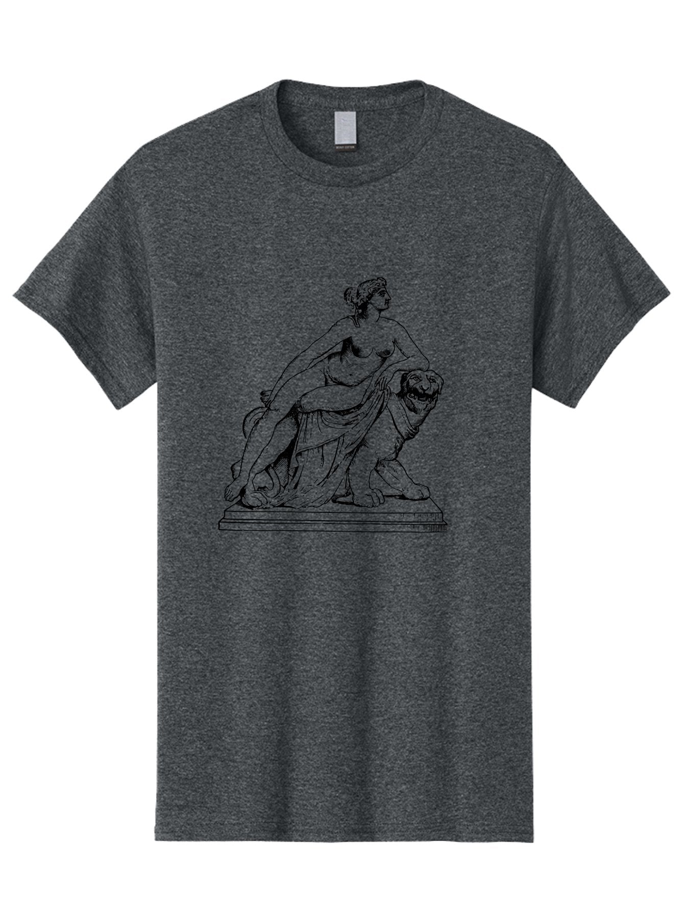 Aphrodite-Riding-Lion Men'S Graphic Tee, 100% Cotton, Comfortable Casual Summer Wear, Machine Washable, Classical Art, Greek Mythology, Female Figure, Lion Statue, Nude Woman, Goddess Aphrodite, Sensual Pose, Elegant Draping, -  Aaa514 17