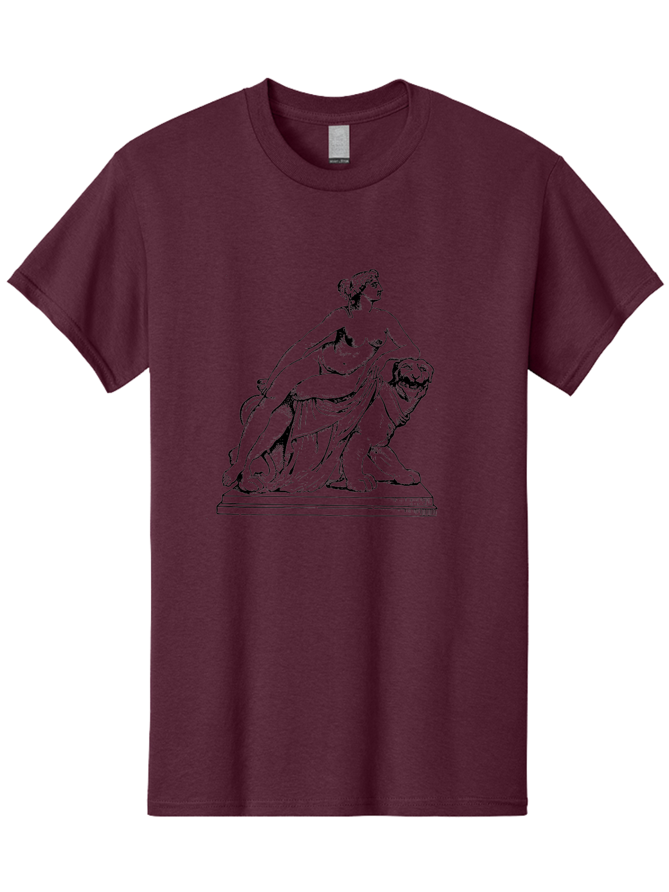 Aphrodite-Riding-Lion Men'S Graphic Tee, 100% Cotton, Comfortable Casual Summer Wear, Machine Washable, Classical Art, Greek Mythology, Female Figure, Lion Statue, Nude Woman, Goddess Aphrodite, Sensual Pose, Elegant Draping, -  Aaa514 21