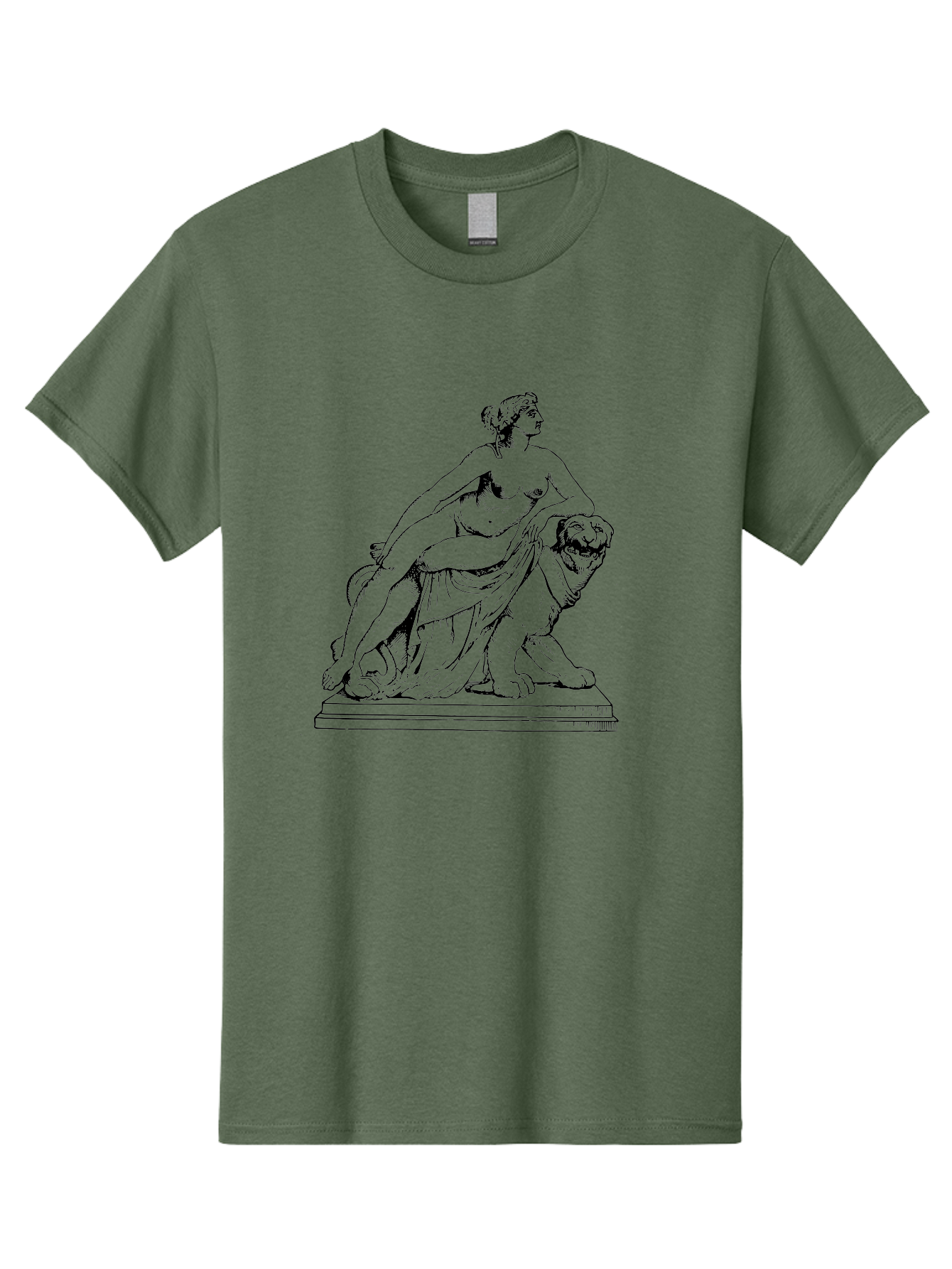 Aphrodite-Riding-Lion Men'S Graphic Tee, 100% Cotton, Comfortable Casual Summer Wear, Machine Washable, Classical Art, Greek Mythology, Female Figure, Lion Statue, Nude Woman, Goddess Aphrodite, Sensual Pose, Elegant Draping, -  Aaa514 13