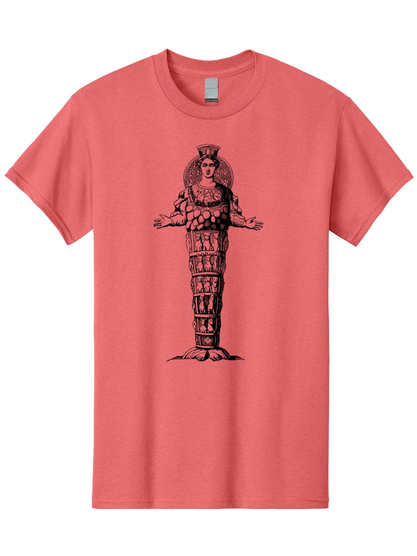 Artemis-Of-Ephesus Men'S Graphic Tee, 100% Cotton, Comfortable Casual Summer Wear, Machine Washable, Ancient Greek Goddess, Ephesian Artemis, Fertility Symbol, Multiple Breasts, Ornate Headdress, Mystical Aura, Historical Artifact, -  Aaa516 11