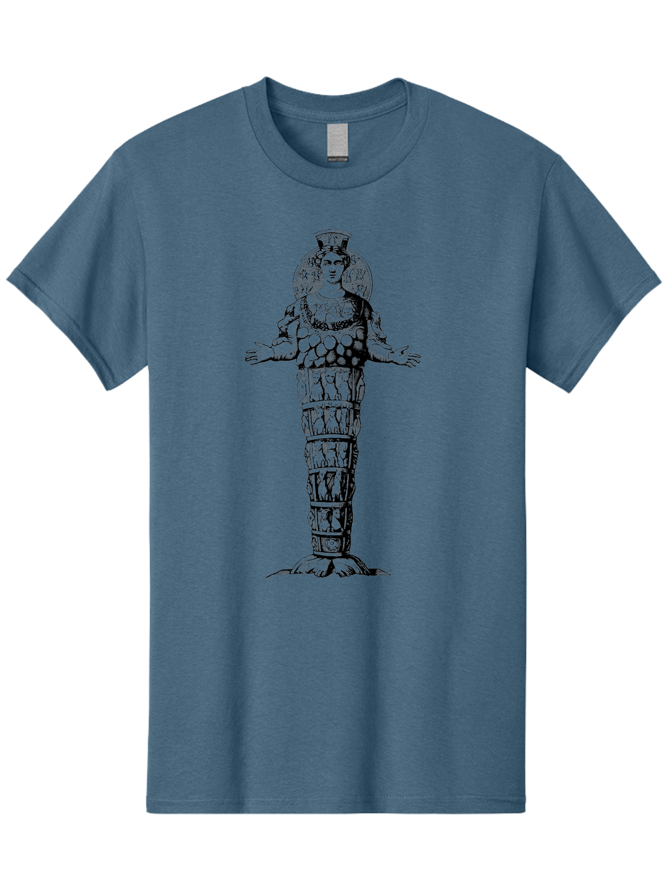 Artemis-Of-Ephesus Men'S Graphic Tee, 100% Cotton, Comfortable Casual Summer Wear, Machine Washable, Ancient Greek Goddess, Ephesian Artemis, Fertility Symbol, Multiple Breasts, Ornate Headdress, Mystical Aura, Historical Artifact, -  Aaa516 15