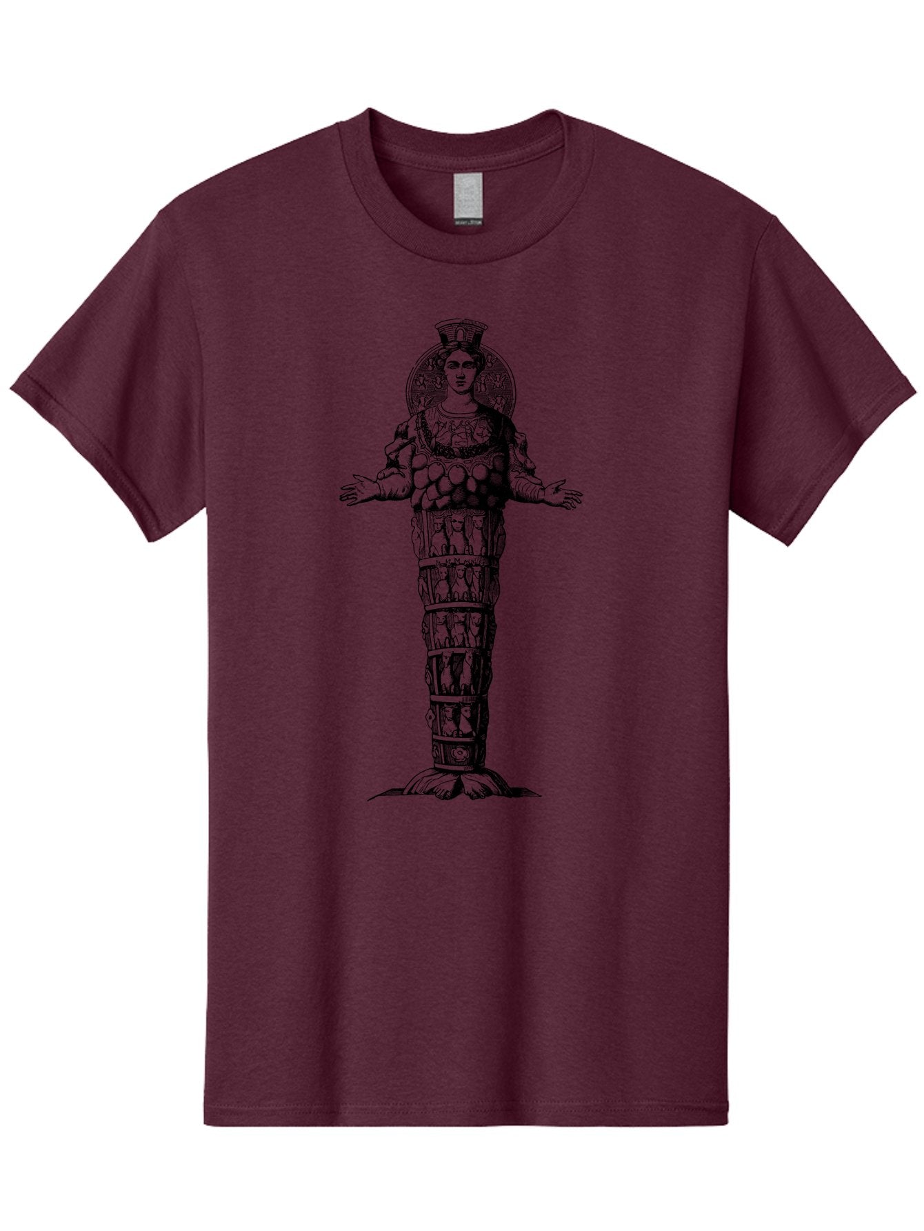 Artemis-Of-Ephesus Men'S Graphic Tee, 100% Cotton, Comfortable Casual Summer Wear, Machine Washable, Ancient Greek Goddess, Ephesian Artemis, Fertility Symbol, Multiple Breasts, Ornate Headdress, Mystical Aura, Historical Artifact, -  Aaa516 17