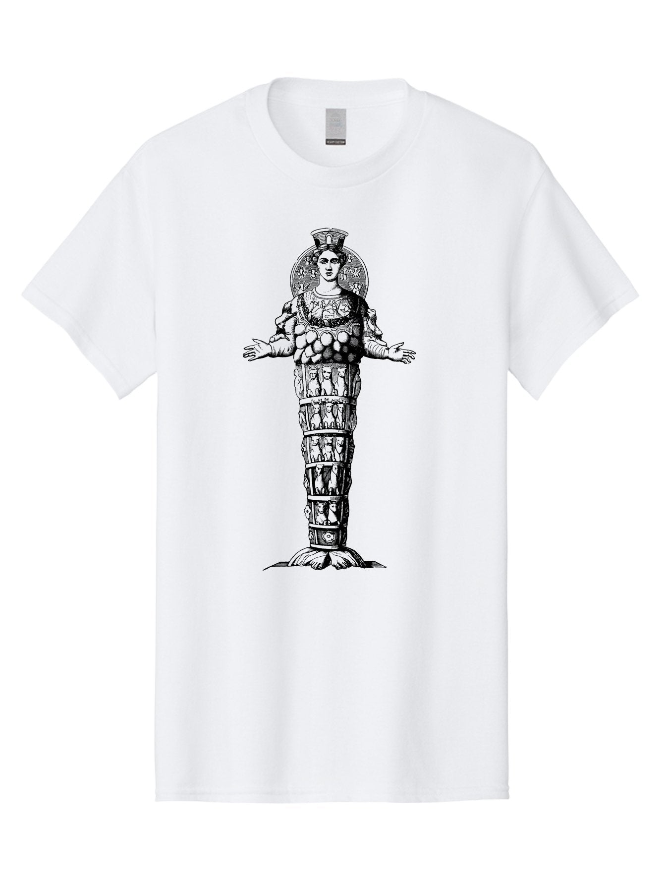 Artemis-Of-Ephesus Men'S Graphic Tee, 100% Cotton, Comfortable Casual Summer Wear, Machine Washable, Ancient Greek Goddess, Ephesian Artemis, Fertility Symbol, Multiple Breasts, Ornate Headdress, Mystical Aura, Historical Artifact, -  Aaa516 23