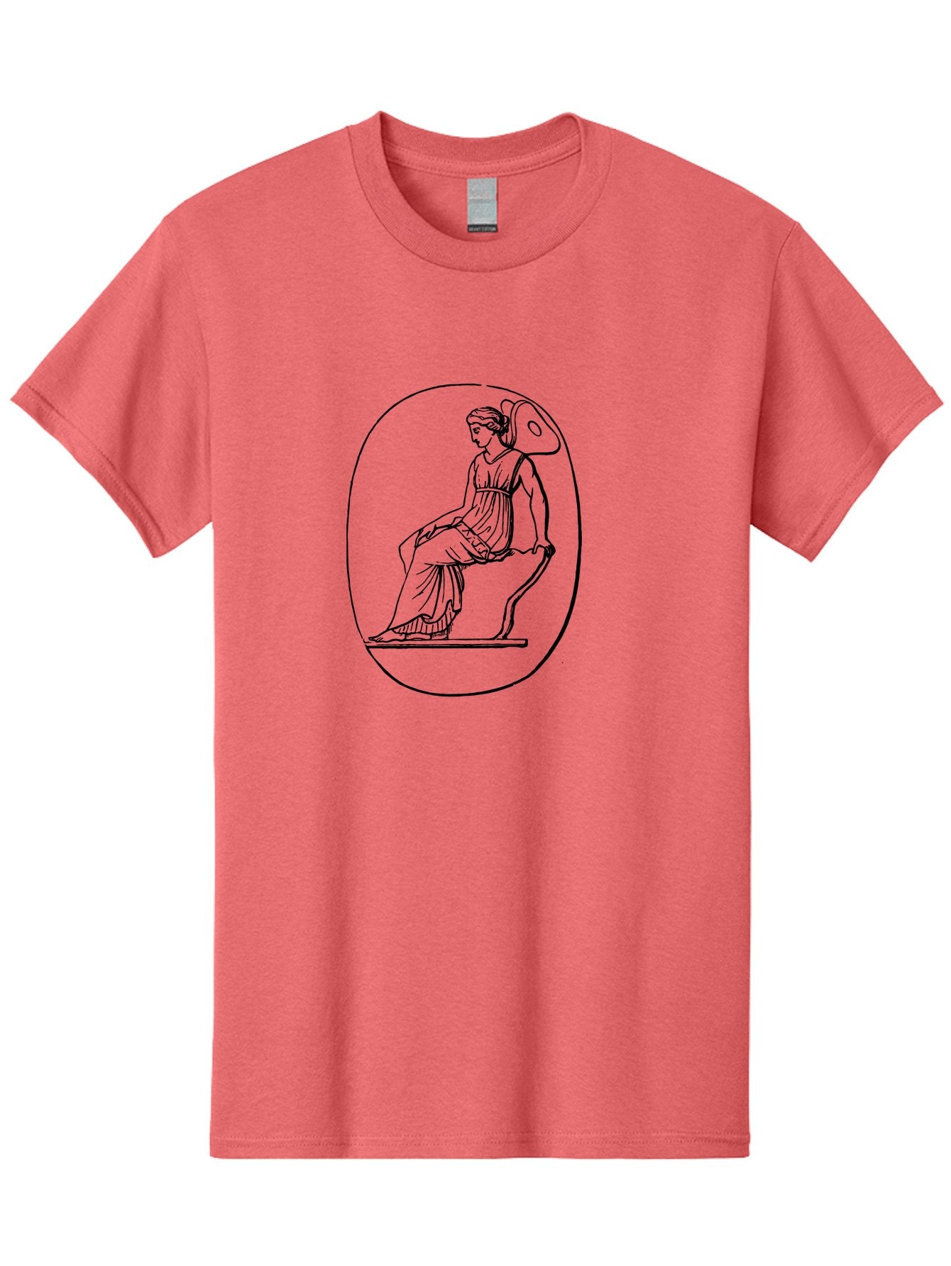 Athena-1 Men'S Graphic Tee, 100% Cotton, Comfortable Casual Summer Wear, Machine Washable, Woman Sitting On Chair, Ancient Greek Style, Classical Art, Feminine Figure, Relaxed Pose, Elegant Design, Minimalist Line Art, -  Aaa517 21