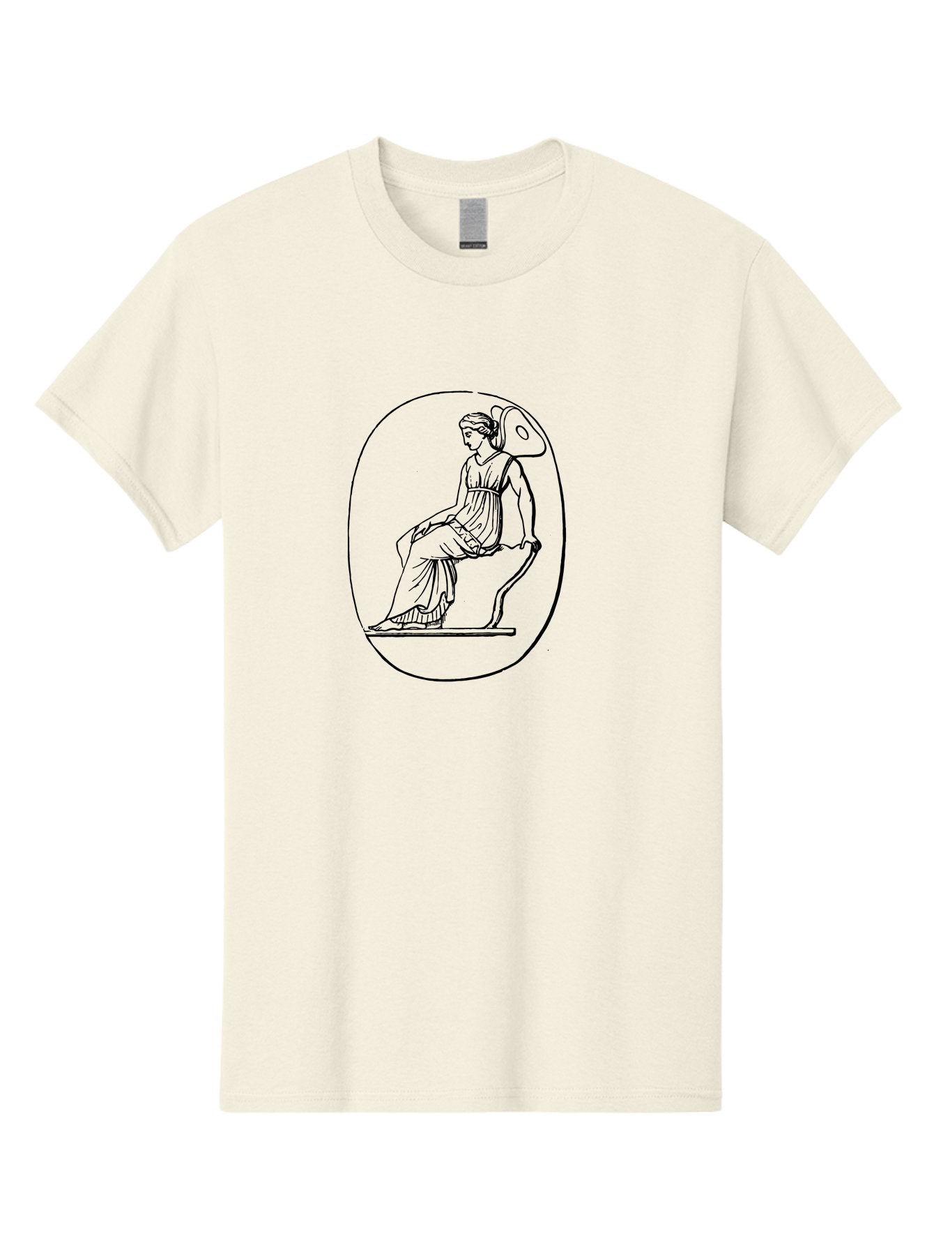Athena-1 Men'S Graphic Tee, 100% Cotton, Comfortable Casual Summer Wear, Machine Washable, Woman Sitting On Chair, Ancient Greek Style, Classical Art, Feminine Figure, Relaxed Pose, Elegant Design, Minimalist Line Art, -  Aaa517 23