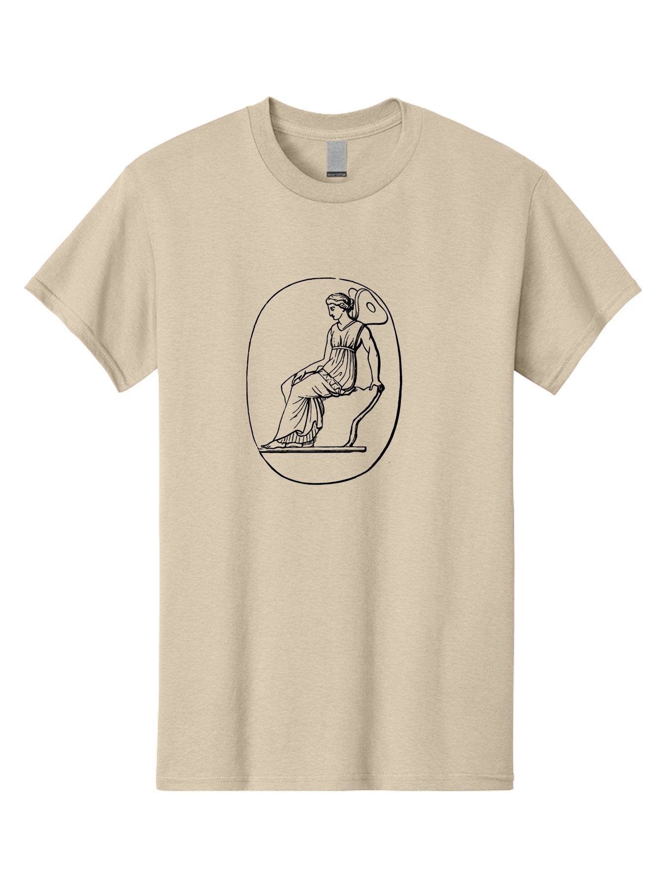 Athena-1 Men'S Graphic Tee, 100% Cotton, Comfortable Casual Summer Wear, Machine Washable, Woman Sitting On Chair, Ancient Greek Style, Classical Art, Feminine Figure, Relaxed Pose, Elegant Design, Minimalist Line Art, -  Aaa517