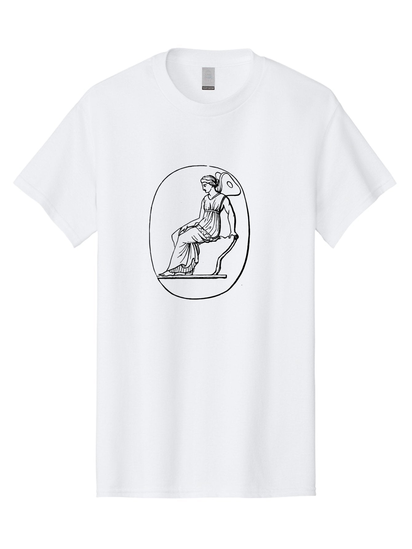 Athena-1 Men'S Graphic Tee, 100% Cotton, Comfortable Casual Summer Wear, Machine Washable, Woman Sitting On Chair, Ancient Greek Style, Classical Art, Feminine Figure, Relaxed Pose, Elegant Design, Minimalist Line Art, -  Aaa517 11