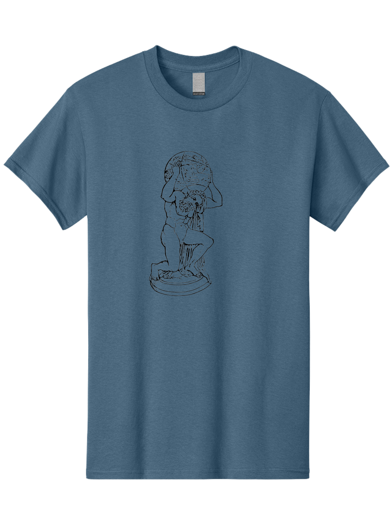 Atlas-Holding-Globe Men'S Graphic Tee, 100% Cotton, Comfortable Casual Summer Wear, Machine Washable, Statue Of Atlas, Greek Mythology, Holding The World, Classical Art, Mythological Figure, Ancient Greek Culture, Symbolic Representation -  Aaa519