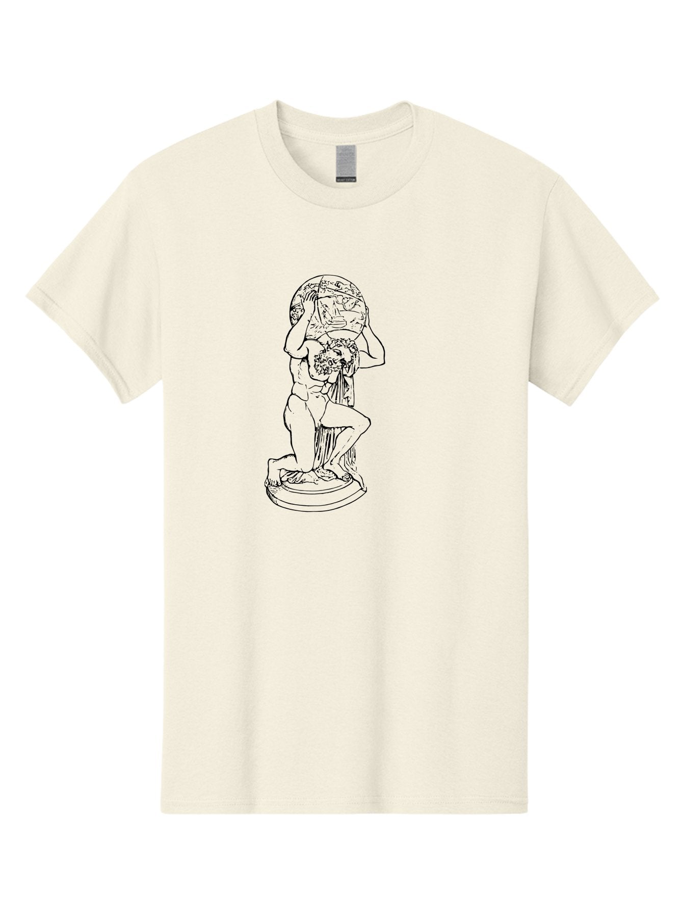 Atlas-Holding-Globe Men'S Graphic Tee, 100% Cotton, Comfortable Casual Summer Wear, Machine Washable, Statue Of Atlas, Greek Mythology, Holding The World, Classical Art, Mythological Figure, Ancient Greek Culture, Symbolic Representation -  Aaa519 21