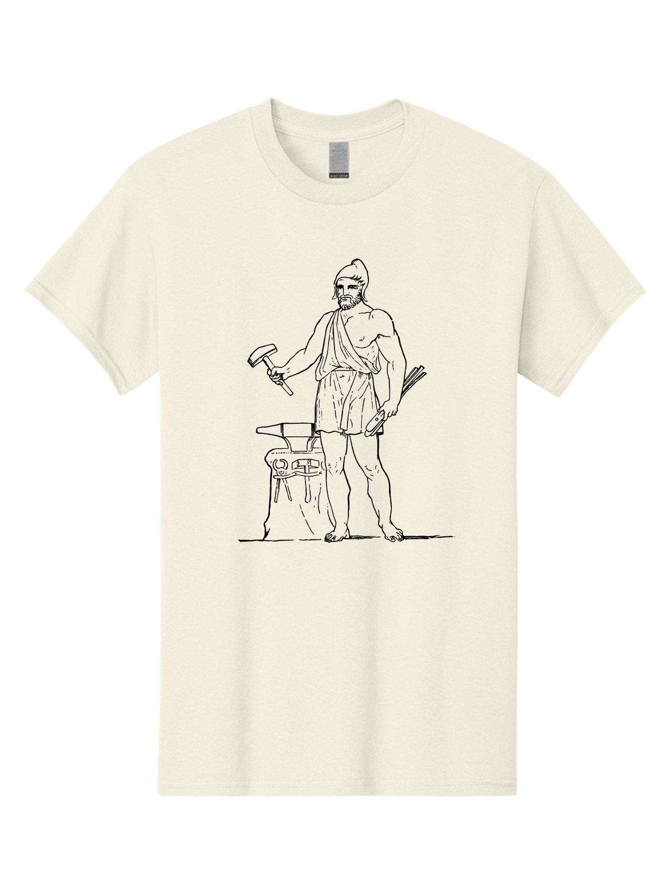 Blacksmith Men'S Graphic Tee, 100% Cotton, Comfortable Casual Summer Wear, Machine Washable, Ancient Greek Blacksmith, Hephaestus, Hammer In Hand, Standing By Anvil, God Of Fire, Mythology, Craftsmanship, Metalwork, Godly Attire, Beard -  Aaa520 5