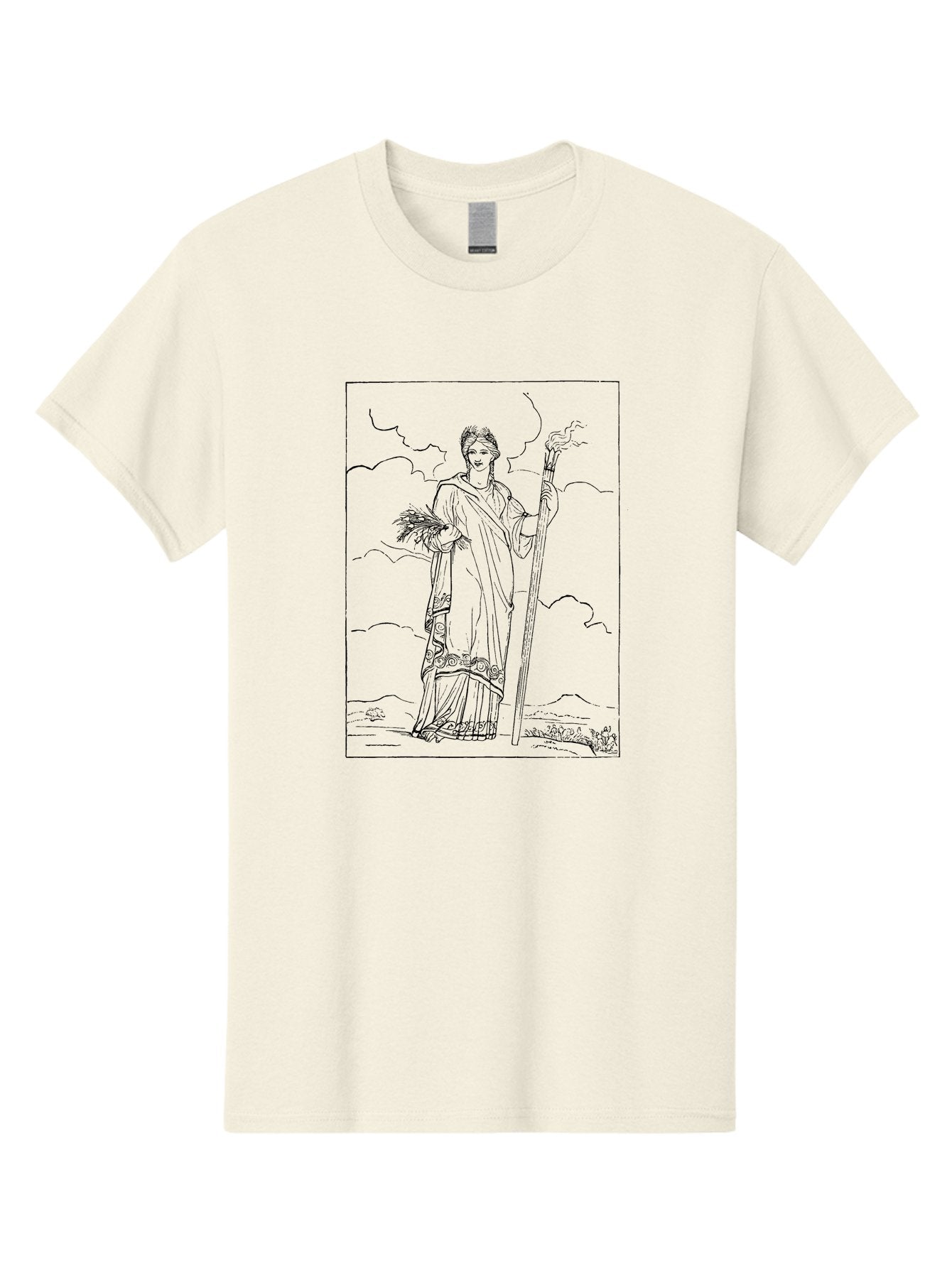 Ceres Men'S Graphic Tee, 100% Cotton, Comfortable Casual Summer Wear, Machine Washable, Ceres With Sheaf Of Wheat, Staff, Mythological Figure, Ancient Roman Goddess, Agriculture, Fertility, Harvest Season, Classical Mythology, -  Aaa523 3