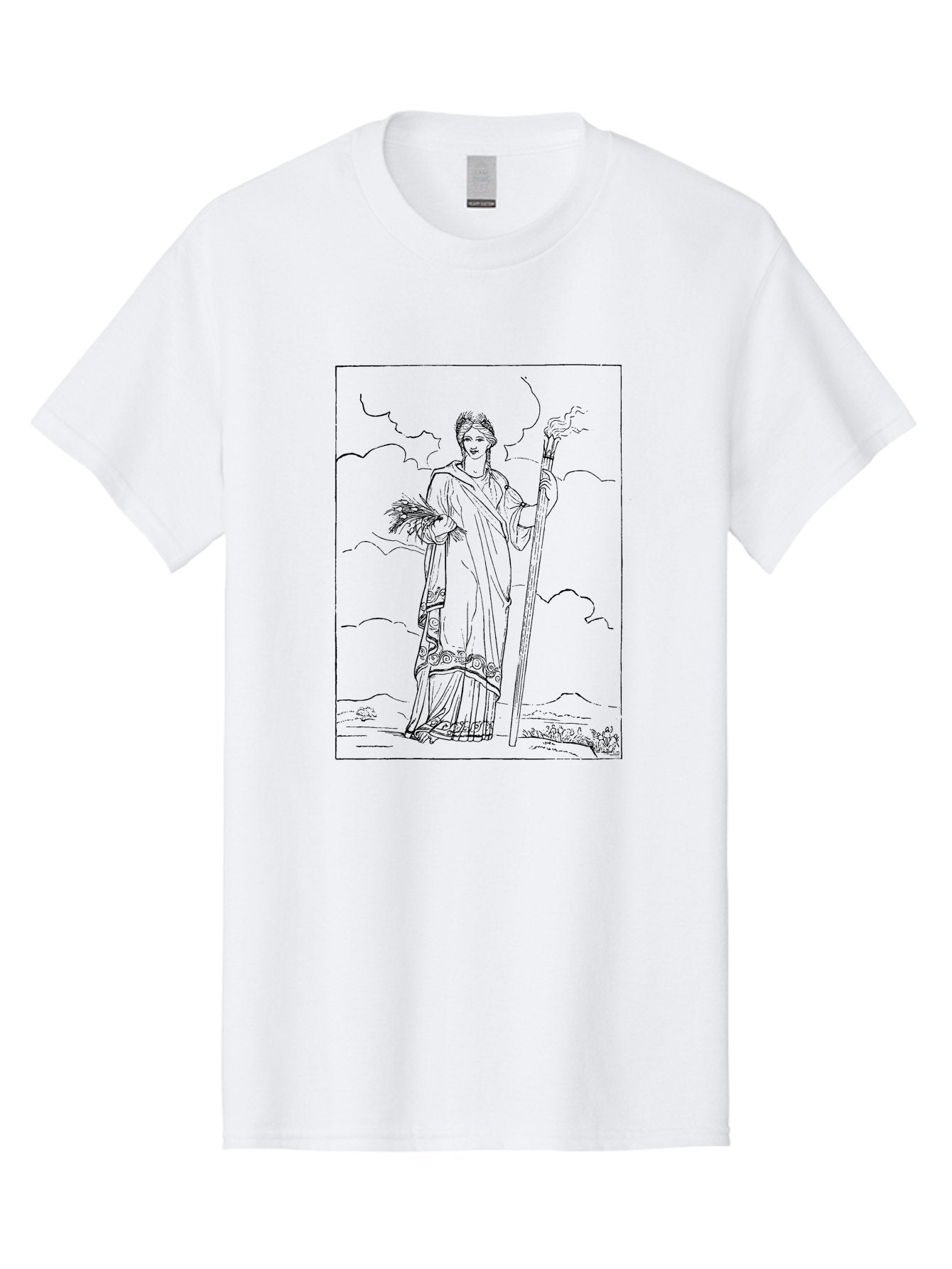 Ceres Men'S Graphic Tee, 100% Cotton, Comfortable Casual Summer Wear, Machine Washable, Ceres With Sheaf Of Wheat, Staff, Mythological Figure, Ancient Roman Goddess, Agriculture, Fertility, Harvest Season, Classical Mythology, -  Aaa523 25
