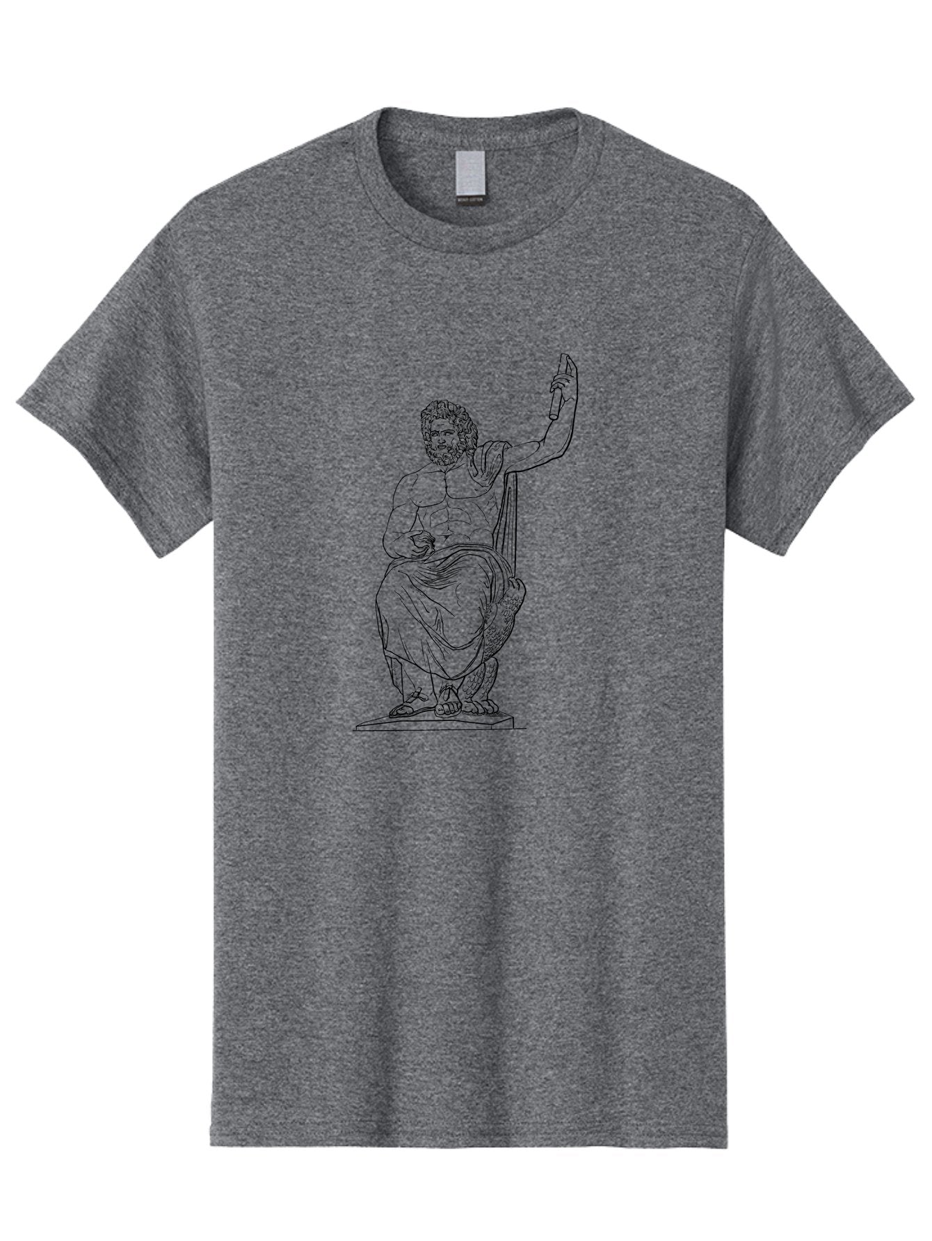 Classical-Greek-Statue Men'S Graphic Tee, 100% Cotton, Comfortable Casual Summer Wear, Machine Washable, Ancient Greek Philosopher, Socrates, Classical Figure, Seated Man, Raised Arm, Flowing Robes, Classical Art, Greek Philosophy, -  Aaa524