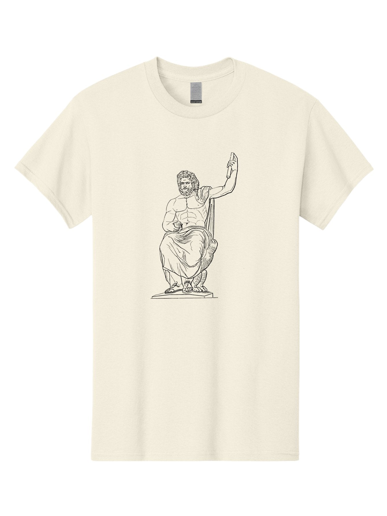 Classical-Greek-Statue Men'S Graphic Tee, 100% Cotton, Comfortable Casual Summer Wear, Machine Washable, Ancient Greek Philosopher, Socrates, Classical Figure, Seated Man, Raised Arm, Flowing Robes, Classical Art, Greek Philosophy, -  Aaa524 17