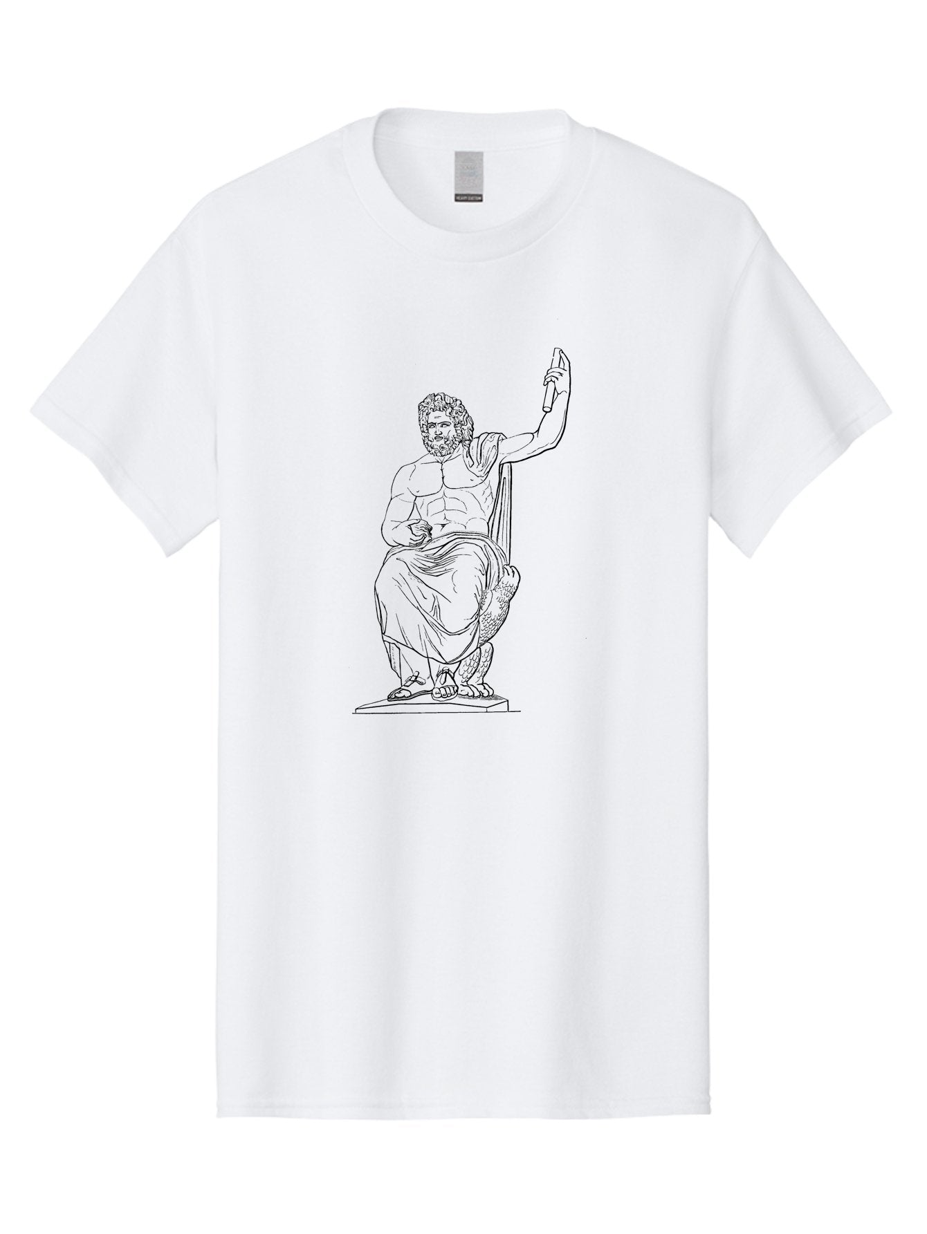 Classical-Greek-Statue Men'S Graphic Tee, 100% Cotton, Comfortable Casual Summer Wear, Machine Washable, Ancient Greek Philosopher, Socrates, Classical Figure, Seated Man, Raised Arm, Flowing Robes, Classical Art, Greek Philosophy, -  Aaa524 19