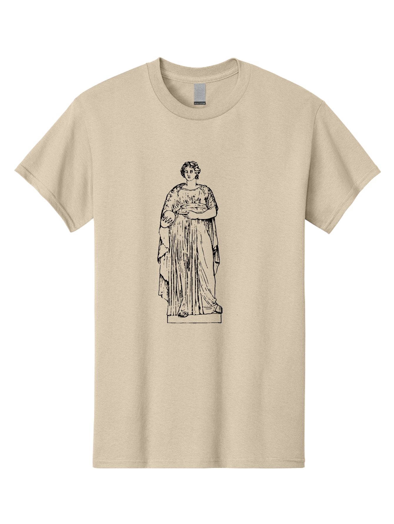 Classical-Statue-1 Men'S Graphic Tee, 100% Cotton, Comfortable Casual Summer Wear, Machine Washable, Classical Greek Statue, Woman In Toga, Flowing Robes, Elegant Lines, Draped Clothing, Serene Expression, Artistic Rendering, -  Aaa525 3