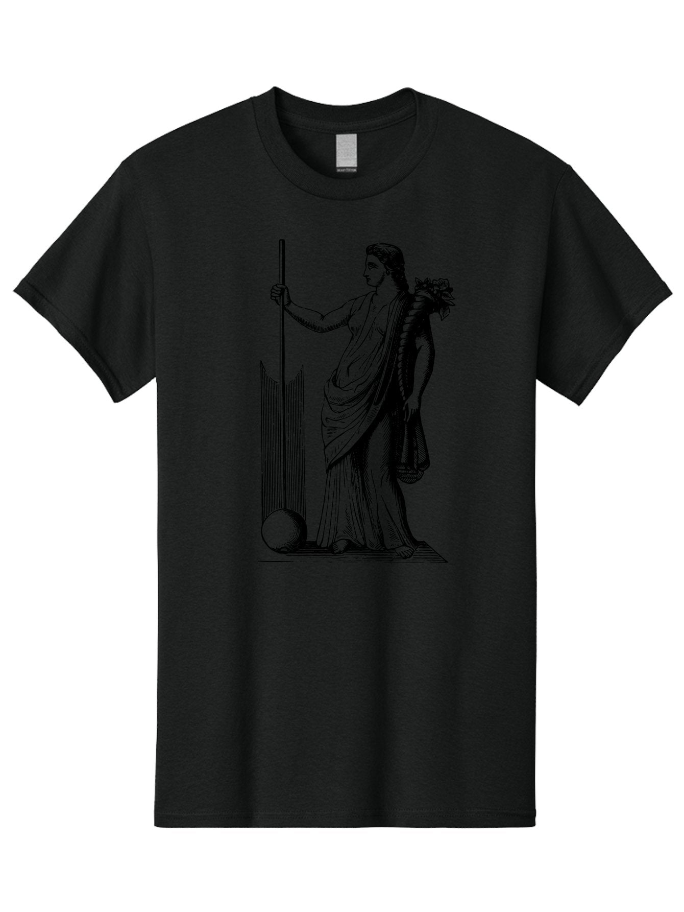 Classical-Woman Men'S Graphic Tee, 100% Cotton, Comfortable Casual Summer Wear, Machine Washable, Classical Figure, Flowing Robes, Holding Staff, Ornate Headdress, Classical Art, Historical Illustration, Regal Pose, Elegant Drapery, -  Aaa527 17