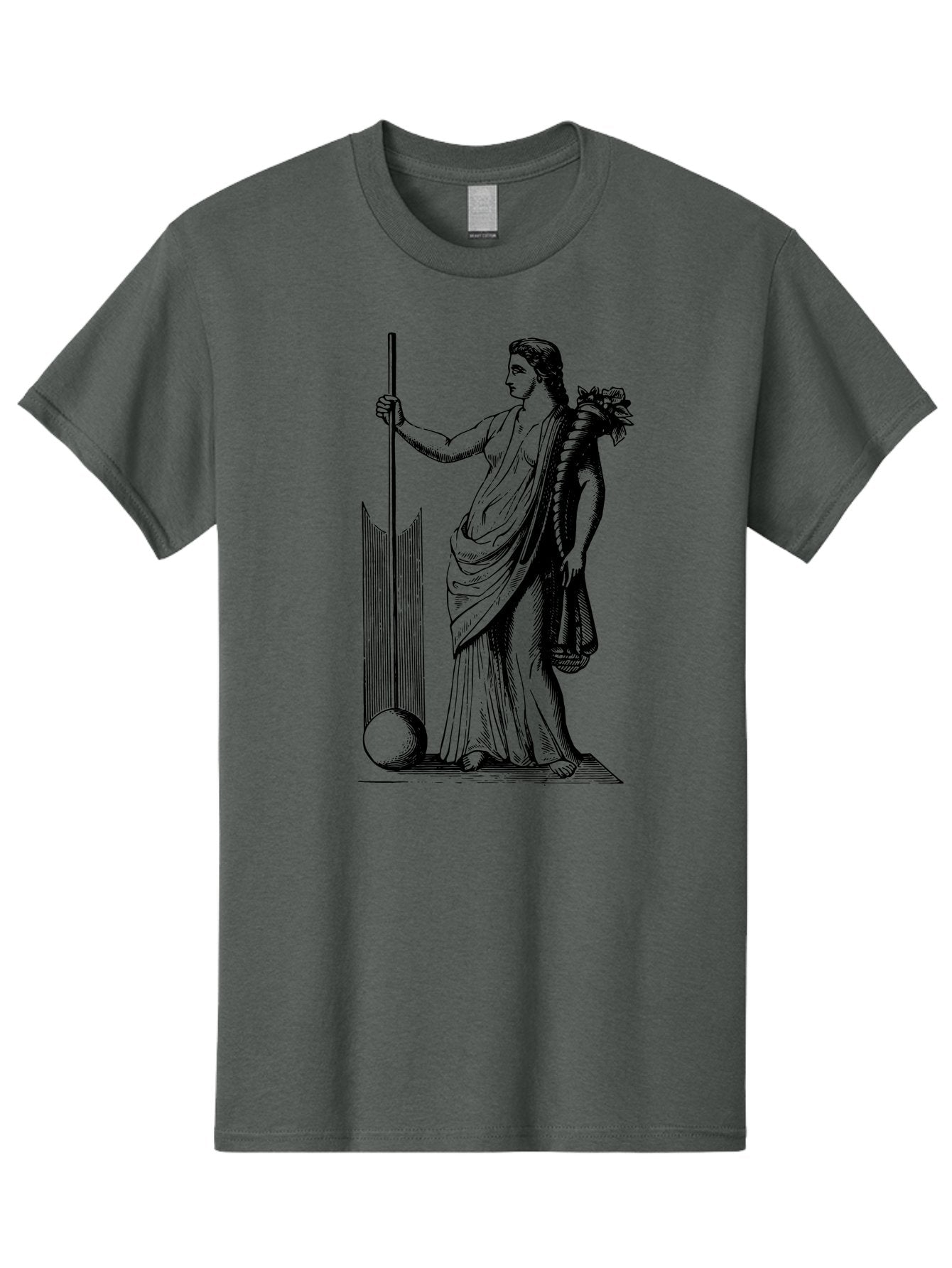 Classical-Woman Men'S Graphic Tee, 100% Cotton, Comfortable Casual Summer Wear, Machine Washable, Classical Figure, Flowing Robes, Holding Staff, Ornate Headdress, Classical Art, Historical Illustration, Regal Pose, Elegant Drapery, -  Aaa527 5