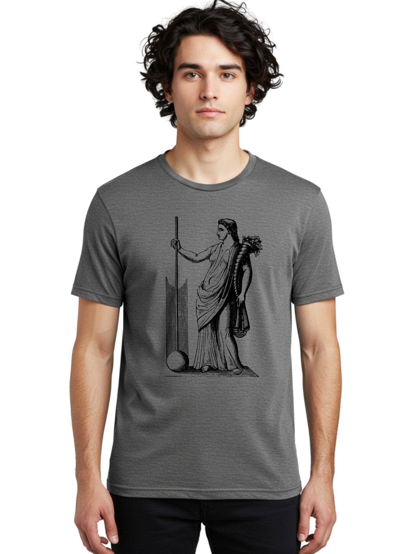 Classical-Woman Men'S Graphic Tee, 100% Cotton, Comfortable Casual Summer Wear, Machine Washable, Classical Figure, Flowing Robes, Holding Staff, Ornate Headdress, Classical Art, Historical Illustration, Regal Pose, Elegant Drapery, -  Aaa527 26