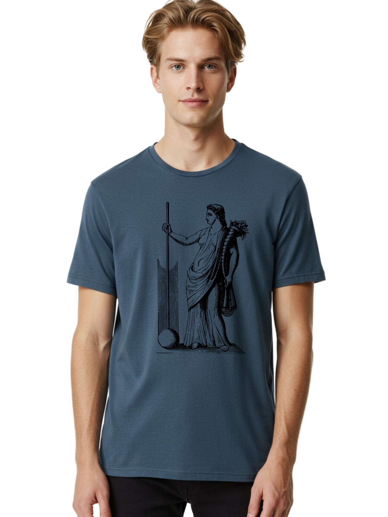 Classical-Woman Men'S Graphic Tee, 100% Cotton, Comfortable Casual Summer Wear, Machine Washable, Classical Figure, Flowing Robes, Holding Staff, Ornate Headdress, Classical Art, Historical Illustration, Regal Pose, Elegant Drapery, -  Aaa527 12