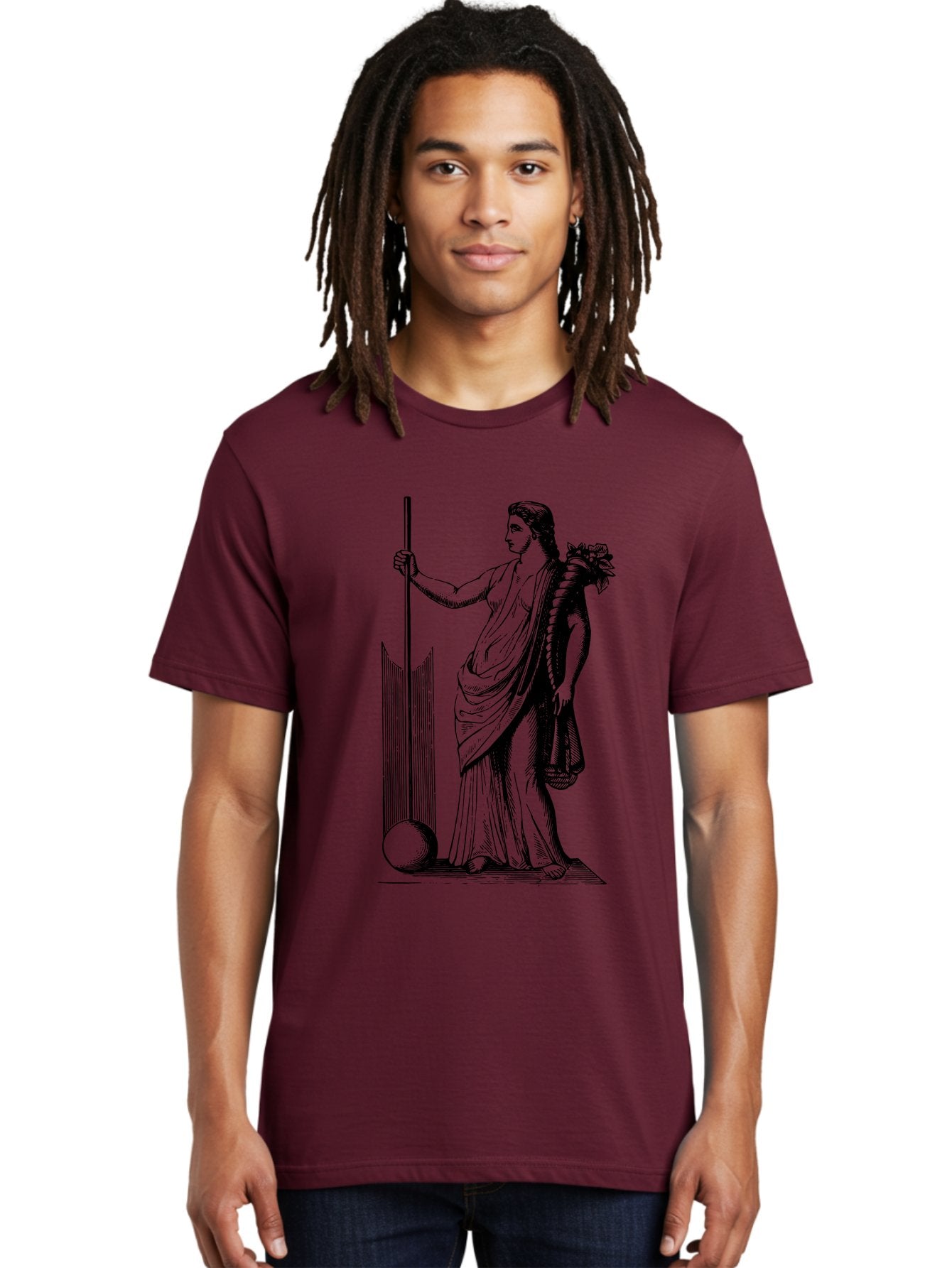 Classical-Woman Men'S Graphic Tee, 100% Cotton, Comfortable Casual Summer Wear, Machine Washable, Classical Figure, Flowing Robes, Holding Staff, Ornate Headdress, Classical Art, Historical Illustration, Regal Pose, Elegant Drapery, -  Aaa527 14