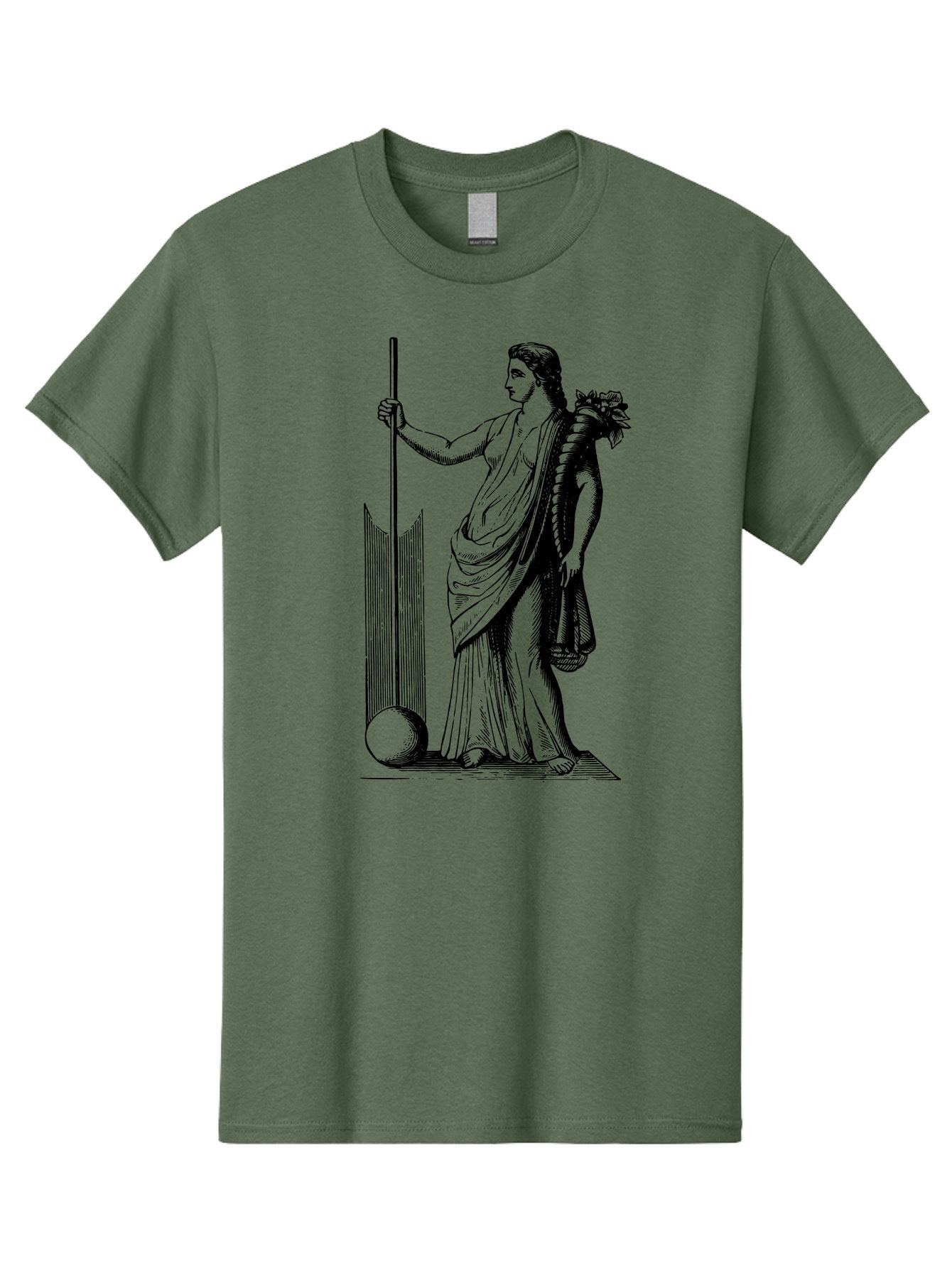Classical-Woman Men'S Graphic Tee, 100% Cotton, Comfortable Casual Summer Wear, Machine Washable, Classical Figure, Flowing Robes, Holding Staff, Ornate Headdress, Classical Art, Historical Illustration, Regal Pose, Elegant Drapery, -  Aaa527 3