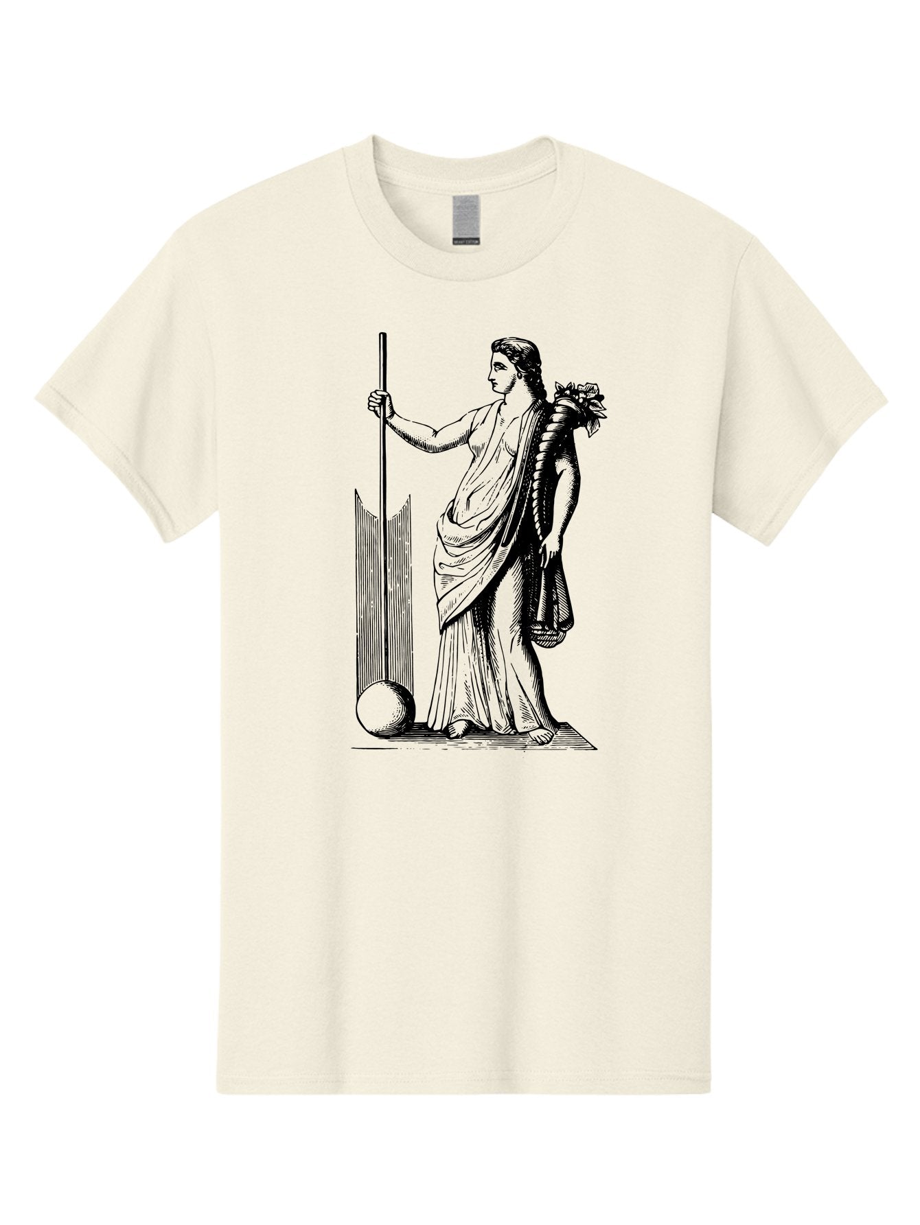 Classical-Woman Men'S Graphic Tee, 100% Cotton, Comfortable Casual Summer Wear, Machine Washable, Classical Figure, Flowing Robes, Holding Staff, Ornate Headdress, Classical Art, Historical Illustration, Regal Pose, Elegant Drapery, -  Aaa527 27