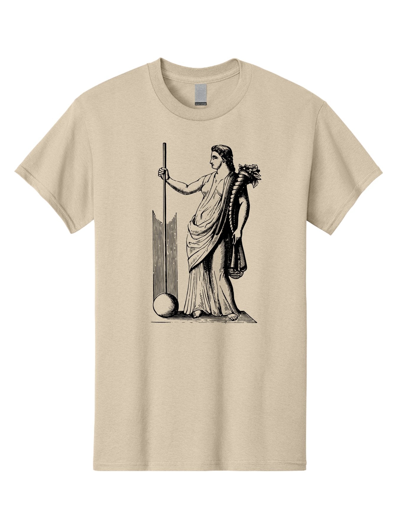 Classical-Woman Men'S Graphic Tee, 100% Cotton, Comfortable Casual Summer Wear, Machine Washable, Classical Figure, Flowing Robes, Holding Staff, Ornate Headdress, Classical Art, Historical Illustration, Regal Pose, Elegant Drapery, -  Aaa527 29