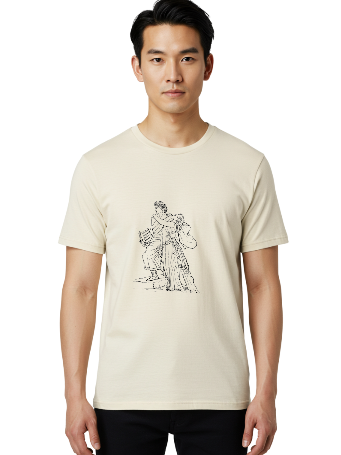 Couple-Dancing Men'S Graphic Tee, 100% Cotton, Comfortable Casual Summer Wear, Machine Washable, Orpheus And Eurydice, Greek Mythology, Classical Art, Mythological Figures, Ancient Greece, Love Story, Tragic Tale, Artistic Expression, -  Aaa528 10