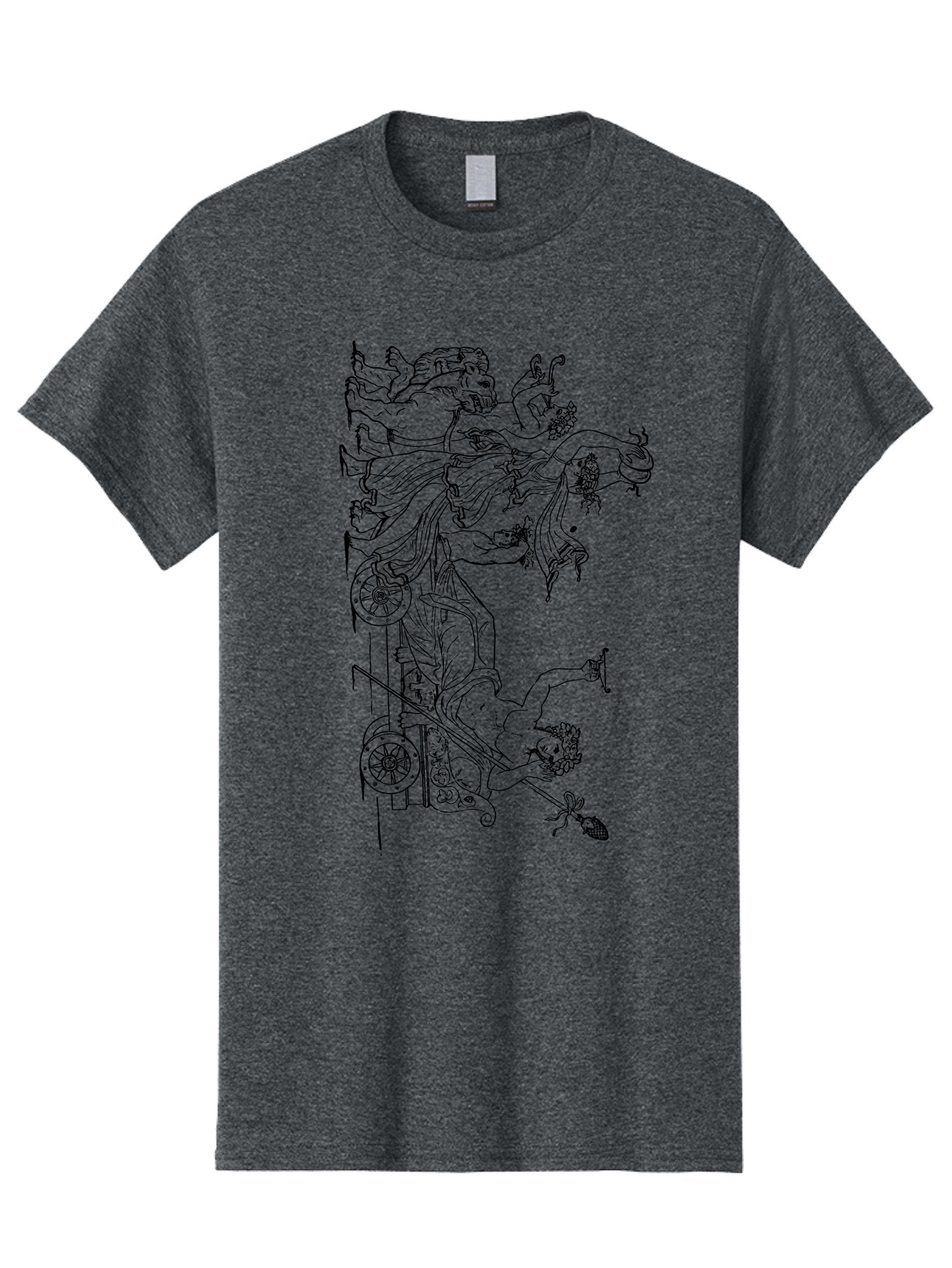 Faunus-Attack Men'S Graphic Tee, 100% Cotton, Comfortable Casual Summer Wear, Machine Washable, Mythological Scene, Faunus And Eros, Ancient Mythology, Classical Art, Black Line Drawing, Greek Mythology, Mythological Figures, Faunus, Eros, -  Aaa533 11