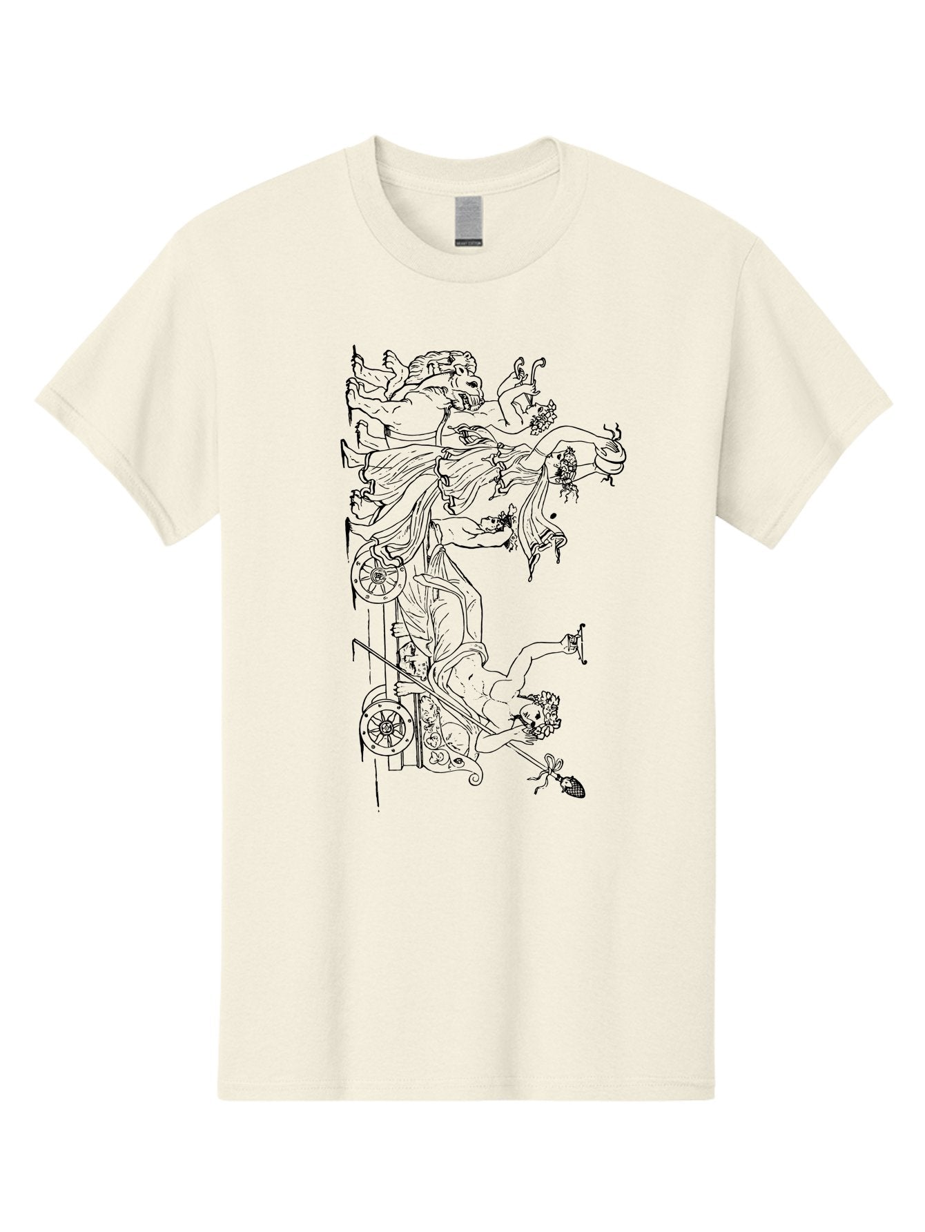 Faunus-Attack Men'S Graphic Tee, 100% Cotton, Comfortable Casual Summer Wear, Machine Washable, Mythological Scene, Faunus And Eros, Ancient Mythology, Classical Art, Black Line Drawing, Greek Mythology, Mythological Figures, Faunus, Eros, -  Aaa533 17