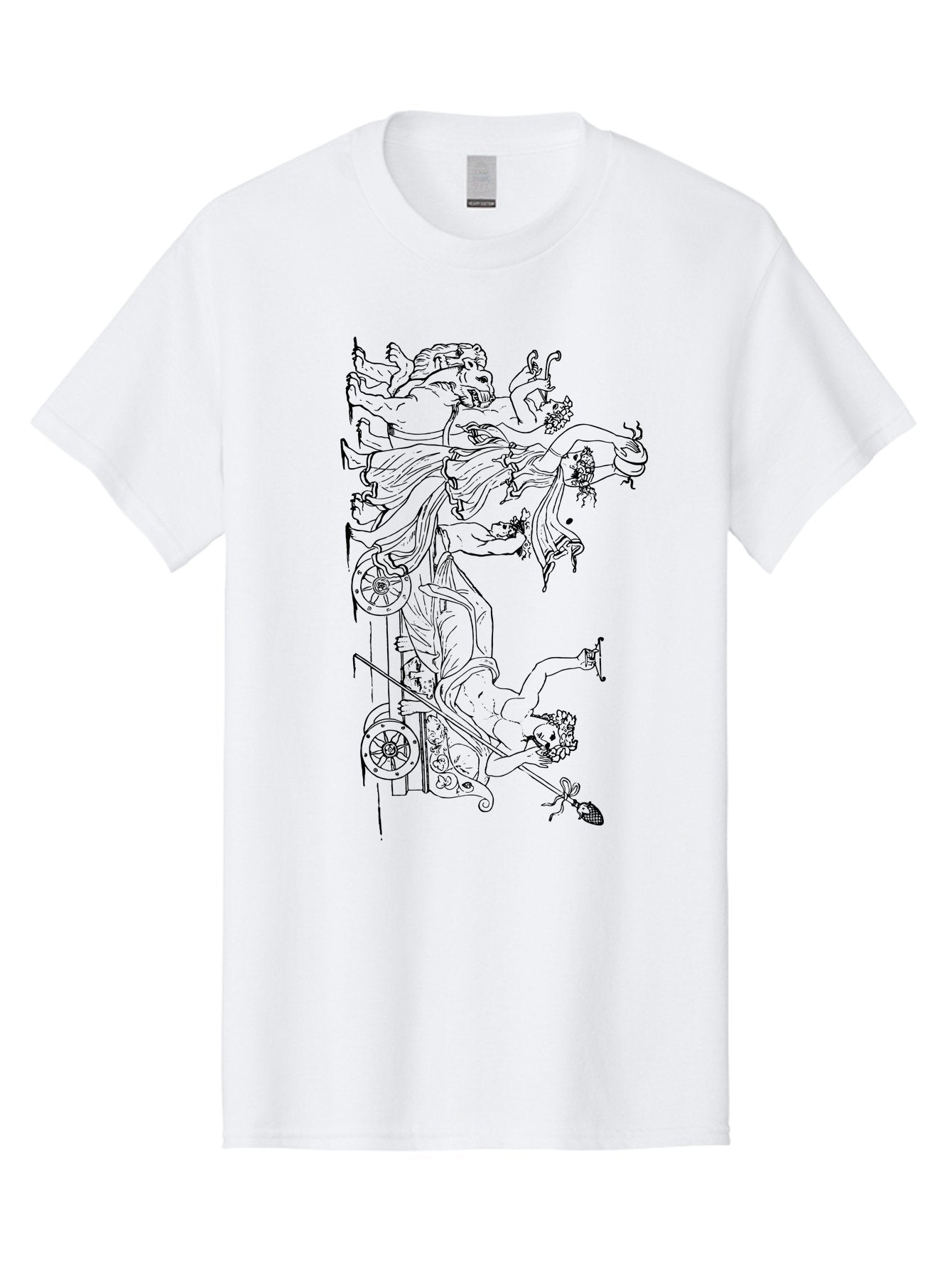 Faunus-Attack Men'S Graphic Tee, 100% Cotton, Comfortable Casual Summer Wear, Machine Washable, Mythological Scene, Faunus And Eros, Ancient Mythology, Classical Art, Black Line Drawing, Greek Mythology, Mythological Figures, Faunus, Eros, -  Aaa533 23