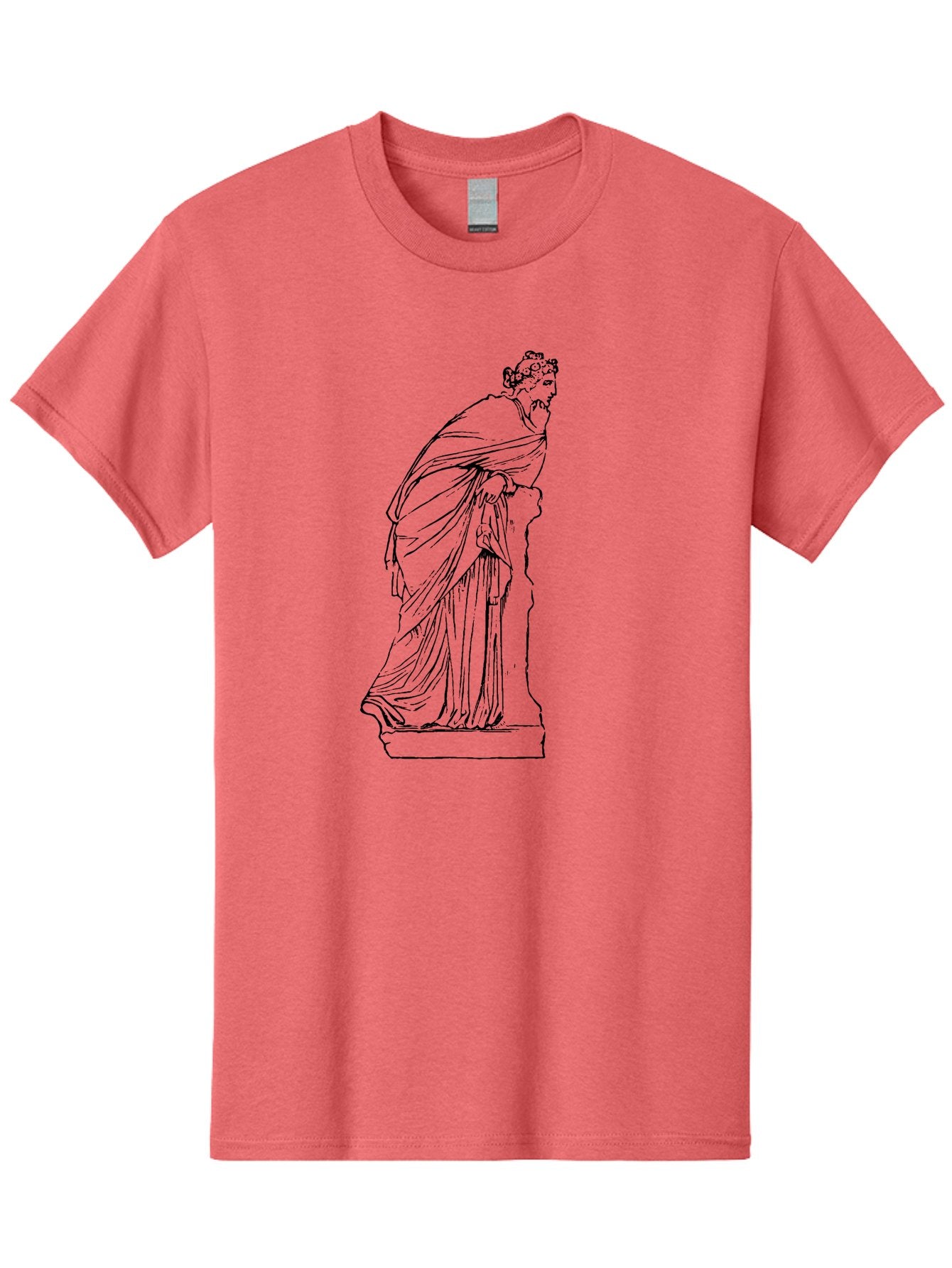Goddess-Statue-1 Men'S Graphic Tee, 100% Cotton, Comfortable Casual Summer Wear, Machine Washable, Classical Statue, Flowing Robes, Ancient Greek Art, Minimalist Line Art, Simple Illustration, Draped Figure, Statue On Pedestal, -  Aaa535 7