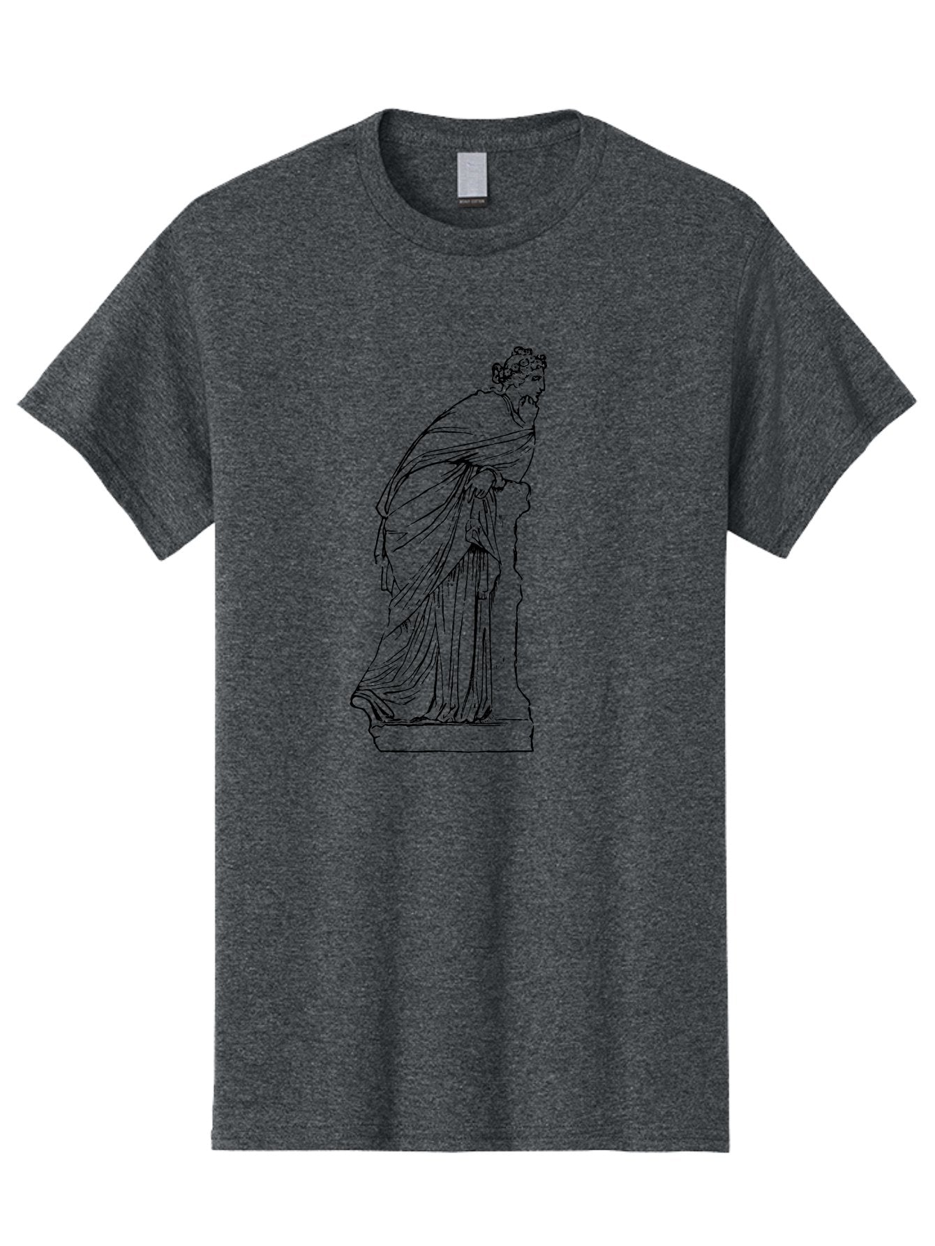 Goddess-Statue-1 Men'S Graphic Tee, 100% Cotton, Comfortable Casual Summer Wear, Machine Washable, Classical Statue, Flowing Robes, Ancient Greek Art, Minimalist Line Art, Simple Illustration, Draped Figure, Statue On Pedestal, -  Aaa535 21