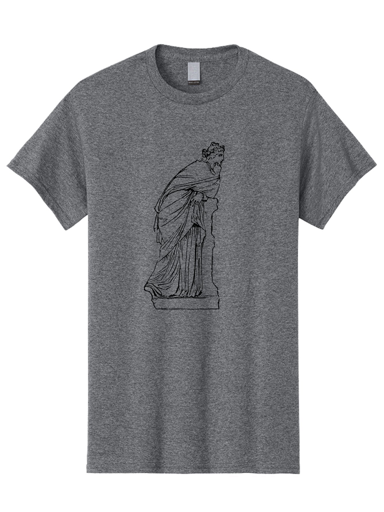 Goddess-Statue-1 Men'S Graphic Tee, 100% Cotton, Comfortable Casual Summer Wear, Machine Washable, Classical Statue, Flowing Robes, Ancient Greek Art, Minimalist Line Art, Simple Illustration, Draped Figure, Statue On Pedestal, -  Aaa535 5