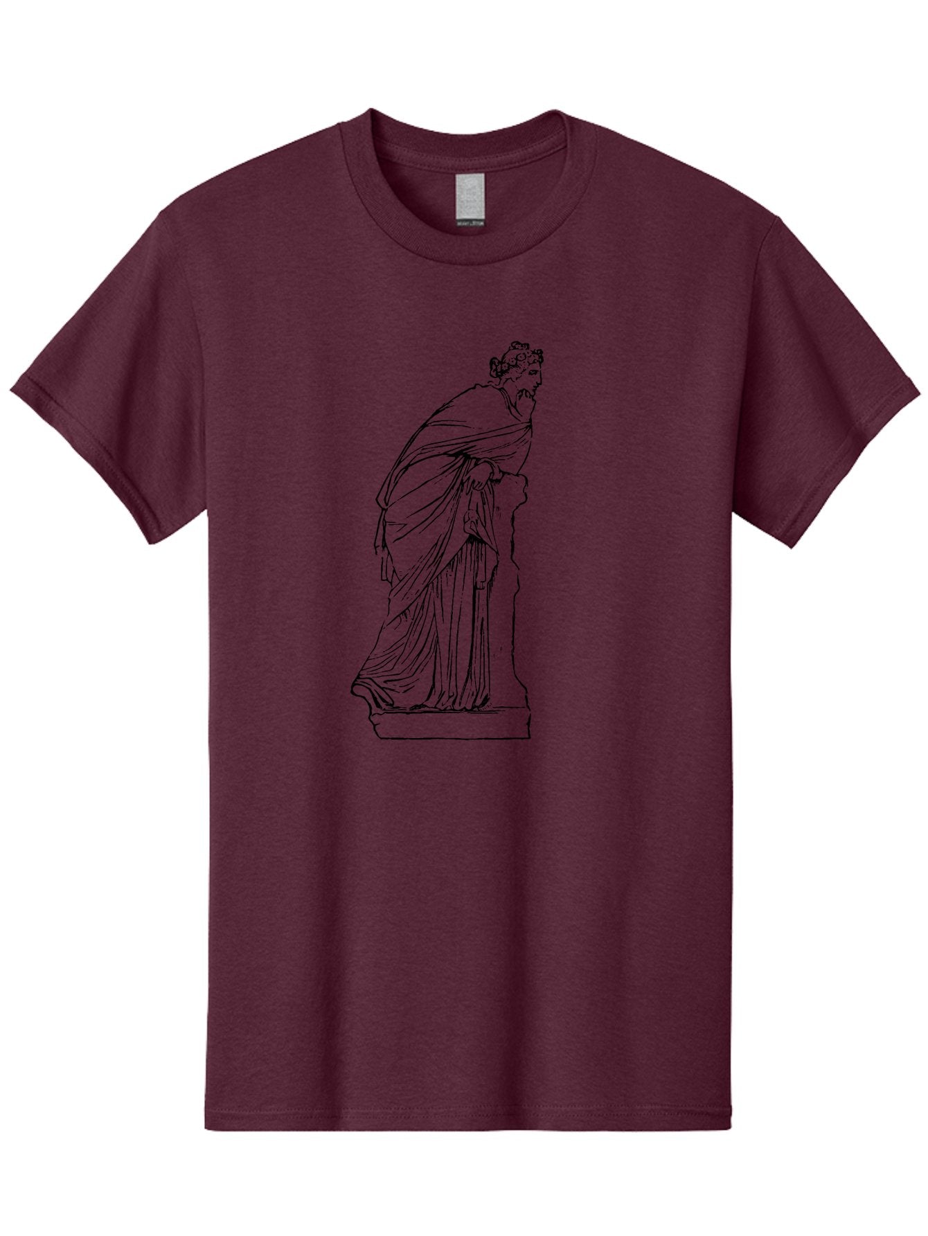 Goddess-Statue-1 Men'S Graphic Tee, 100% Cotton, Comfortable Casual Summer Wear, Machine Washable, Classical Statue, Flowing Robes, Ancient Greek Art, Minimalist Line Art, Simple Illustration, Draped Figure, Statue On Pedestal, -  Aaa535 17