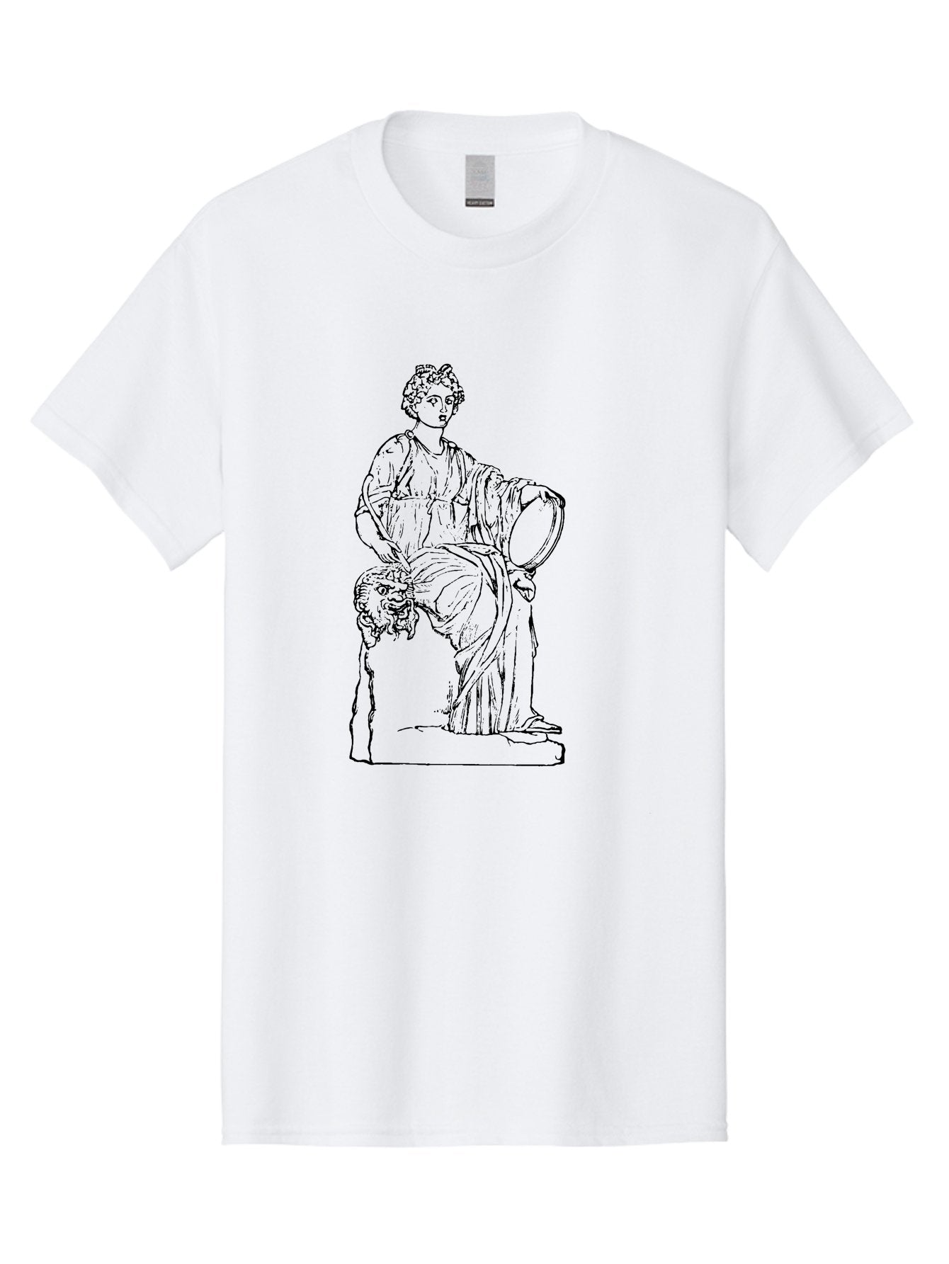 Greco-Statue Men'S Graphic Tee, 100% Cotton, Comfortable Casual Summer Wear, Machine Washable, Statue Of A Goddess, Classical Art, Ancient Greek, Roman Mythology, Mythical Figure, Feminine Power, Elegant Drapery, Minimalist Line Art, -  Aaa537 21