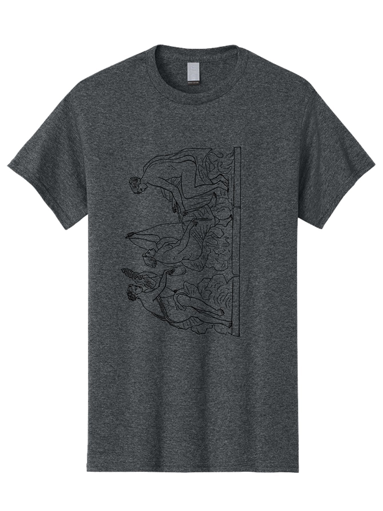 Greek-Figures Men'S Graphic Tee, 100% Cotton, Comfortable Casual Summer Wear, Machine Washable, Diving Figures, Dynamic Movement, Acrobatic Poses, Flowing Robes, Black Outline, Classic Art, Greek-Inspired, Fluid Motion, Athletic Forms, -  Aaa538 23