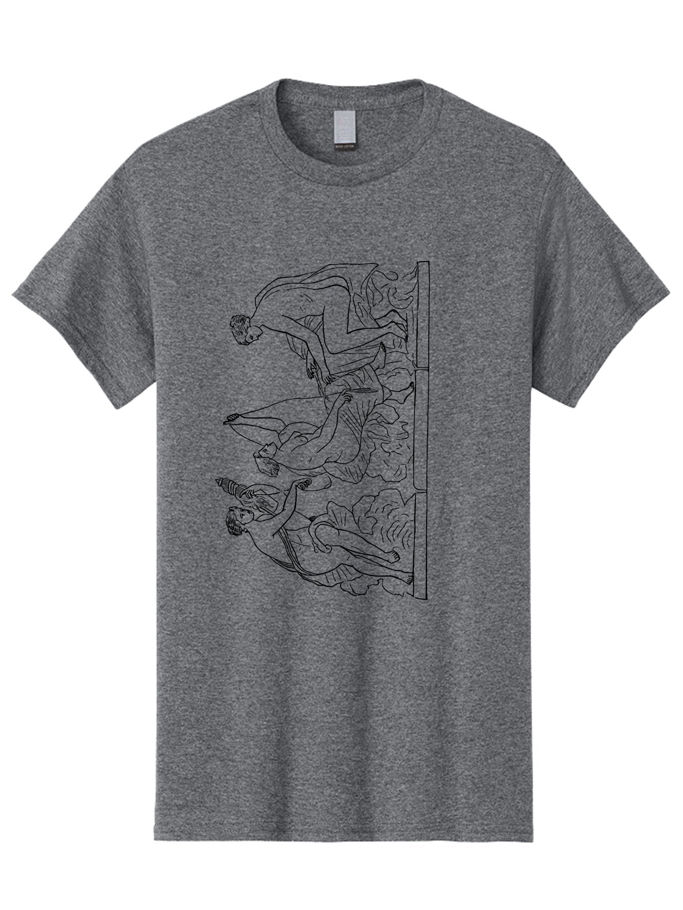 Greek-Figures Men'S Graphic Tee, 100% Cotton, Comfortable Casual Summer Wear, Machine Washable, Diving Figures, Dynamic Movement, Acrobatic Poses, Flowing Robes, Black Outline, Classic Art, Greek-Inspired, Fluid Motion, Athletic Forms, -  Aaa538 27