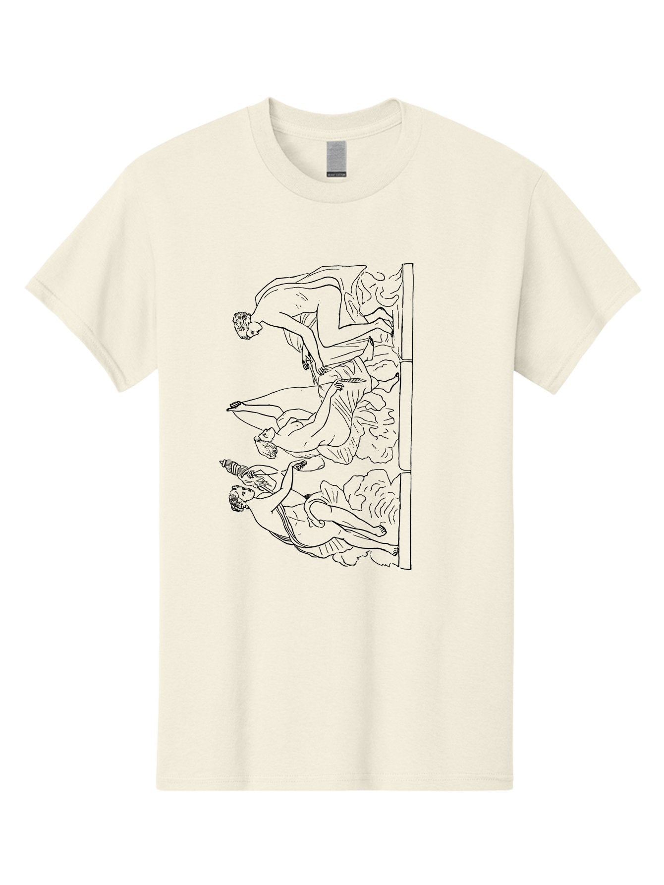 Greek-Figures Men'S Graphic Tee, 100% Cotton, Comfortable Casual Summer Wear, Machine Washable, Diving Figures, Dynamic Movement, Acrobatic Poses, Flowing Robes, Black Outline, Classic Art, Greek-Inspired, Fluid Motion, Athletic Forms, -  Aaa538 17