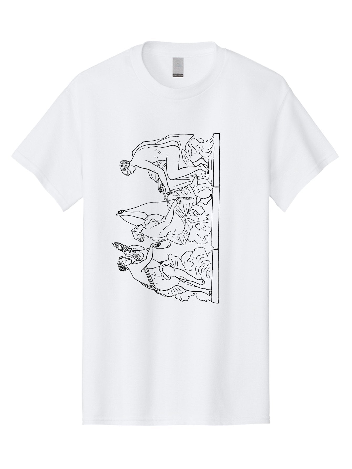 Greek-Figures Men'S Graphic Tee, 100% Cotton, Comfortable Casual Summer Wear, Machine Washable, Diving Figures, Dynamic Movement, Acrobatic Poses, Flowing Robes, Black Outline, Classic Art, Greek-Inspired, Fluid Motion, Athletic Forms, -  Aaa538 13