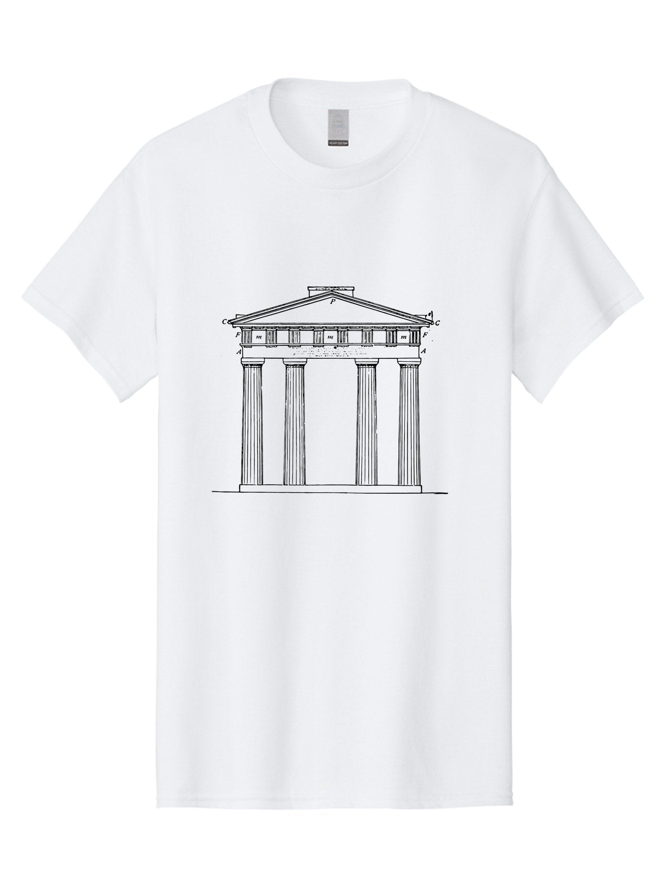 Greek-Temple Men'S Graphic Tee, 100% Cotton, Comfortable Casual Summer Wear, Machine Washable, Classical Architecture, Greek Temple, Ancient Building, Four Columns, Pediment, Historical Landmark, Neoclassical Style, Temple Design, -  Aaa541 19