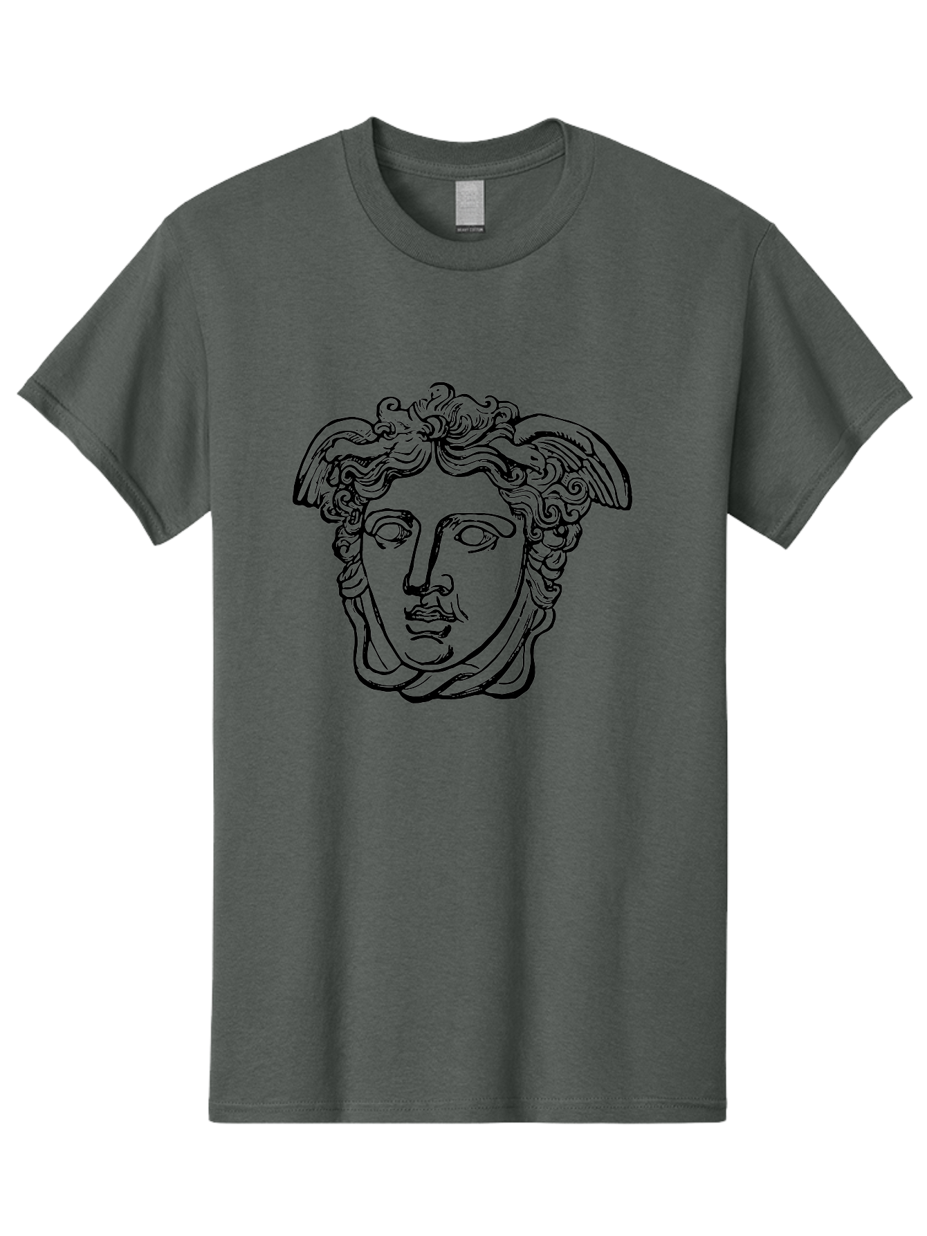Hermes-Head Men'S Graphic Tee, 100% Cotton, Comfortable Casual Summer Wear, Machine Washable, Classical Art, Greek Mythology, Hermes Statue, Winged Head, Curly Hair, Elegant Design, Minimalist Illustration, Ancient Greece -  Aaa543 3