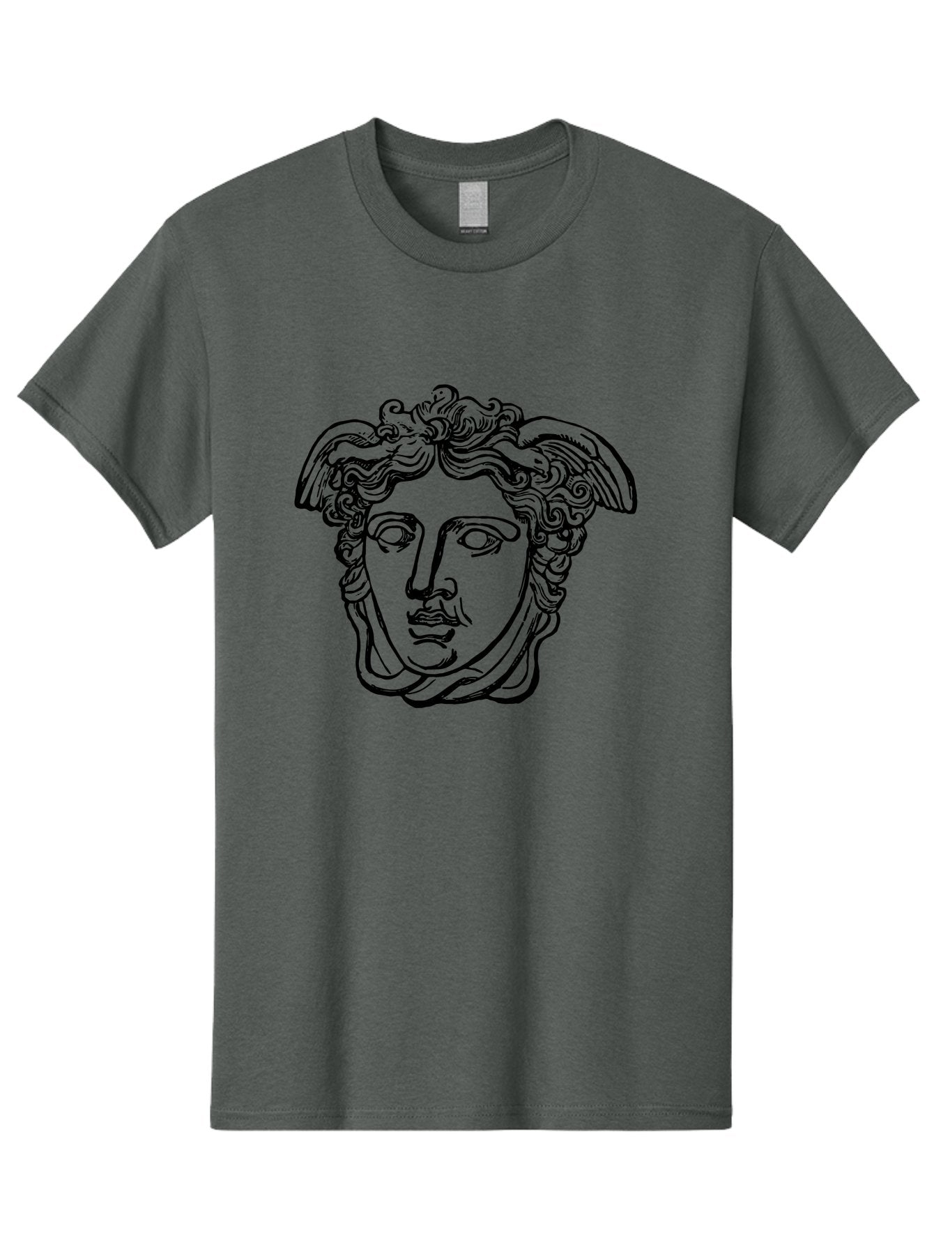 Hermes-Head Men'S Graphic Tee, 100% Cotton, Comfortable Casual Summer Wear, Machine Washable, Classical Art, Greek Mythology, Hermes Statue, Winged Head, Curly Hair, Elegant Design, Minimalist Illustration, Ancient Greece -  Aaa543 7