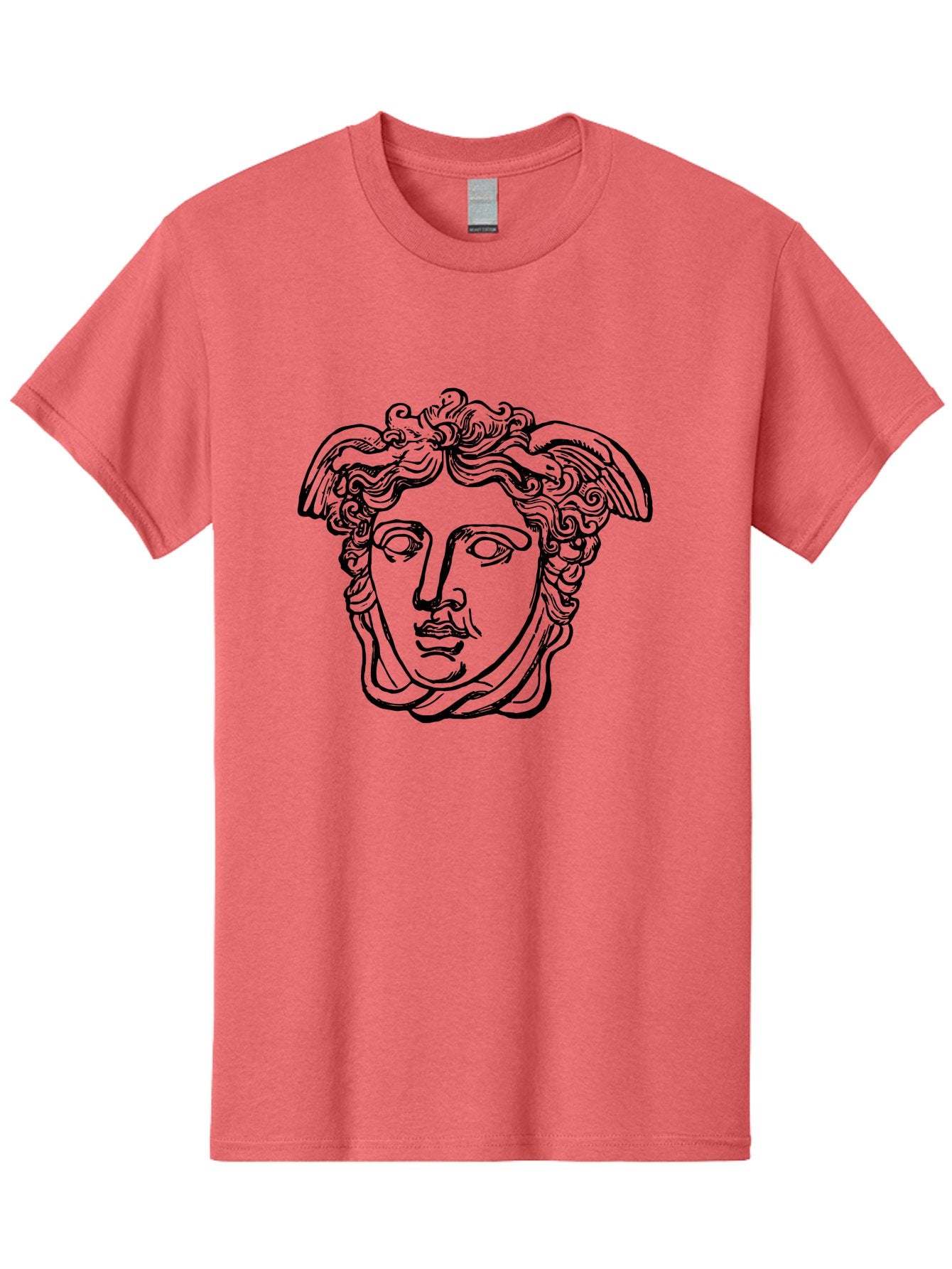Hermes-Head Men'S Graphic Tee, 100% Cotton, Comfortable Casual Summer Wear, Machine Washable, Classical Art, Greek Mythology, Hermes Statue, Winged Head, Curly Hair, Elegant Design, Minimalist Illustration, Ancient Greece -  Aaa543 5